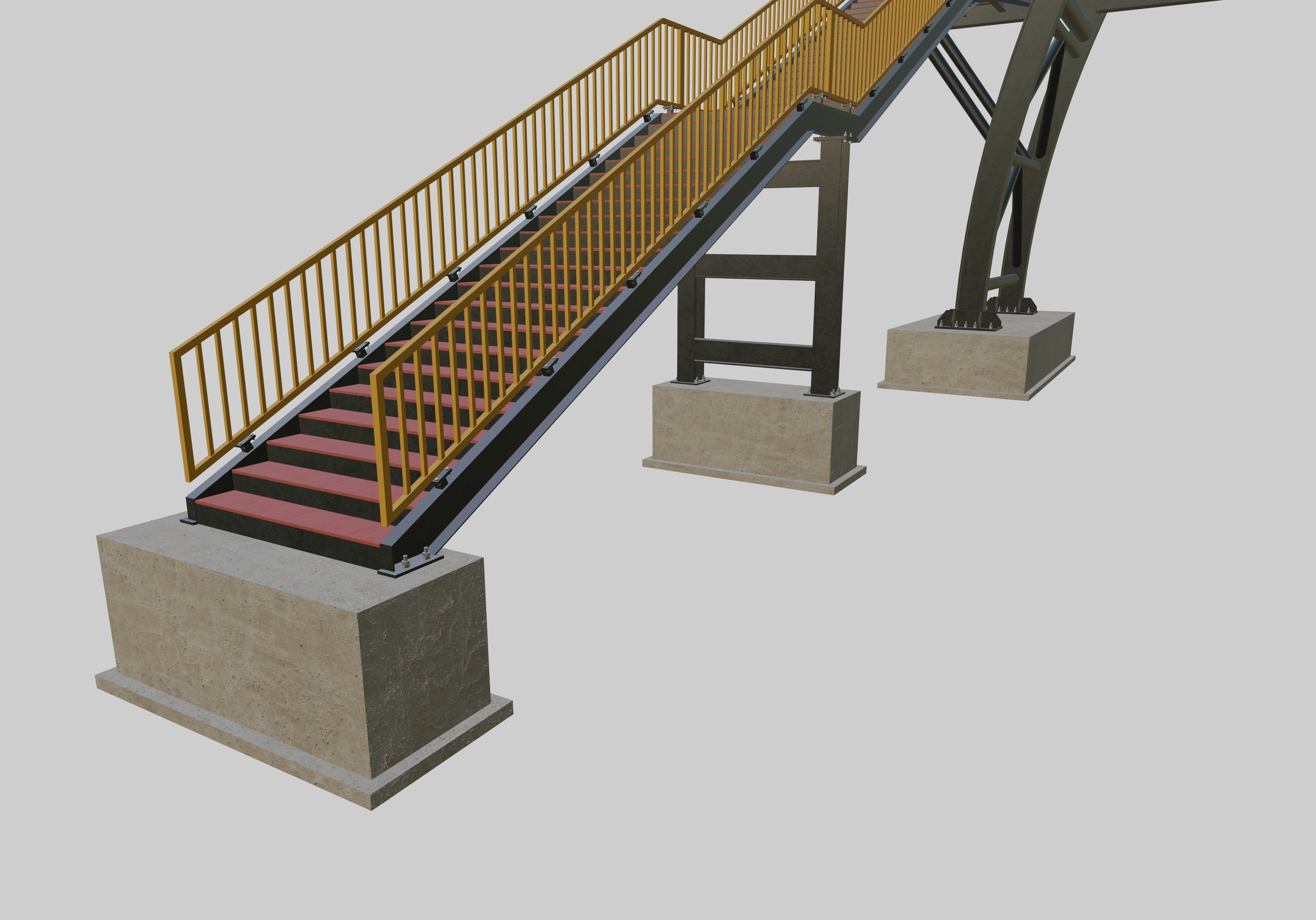 Steel Pedestrian Bridge-Arch Column Type-29 3D model_10