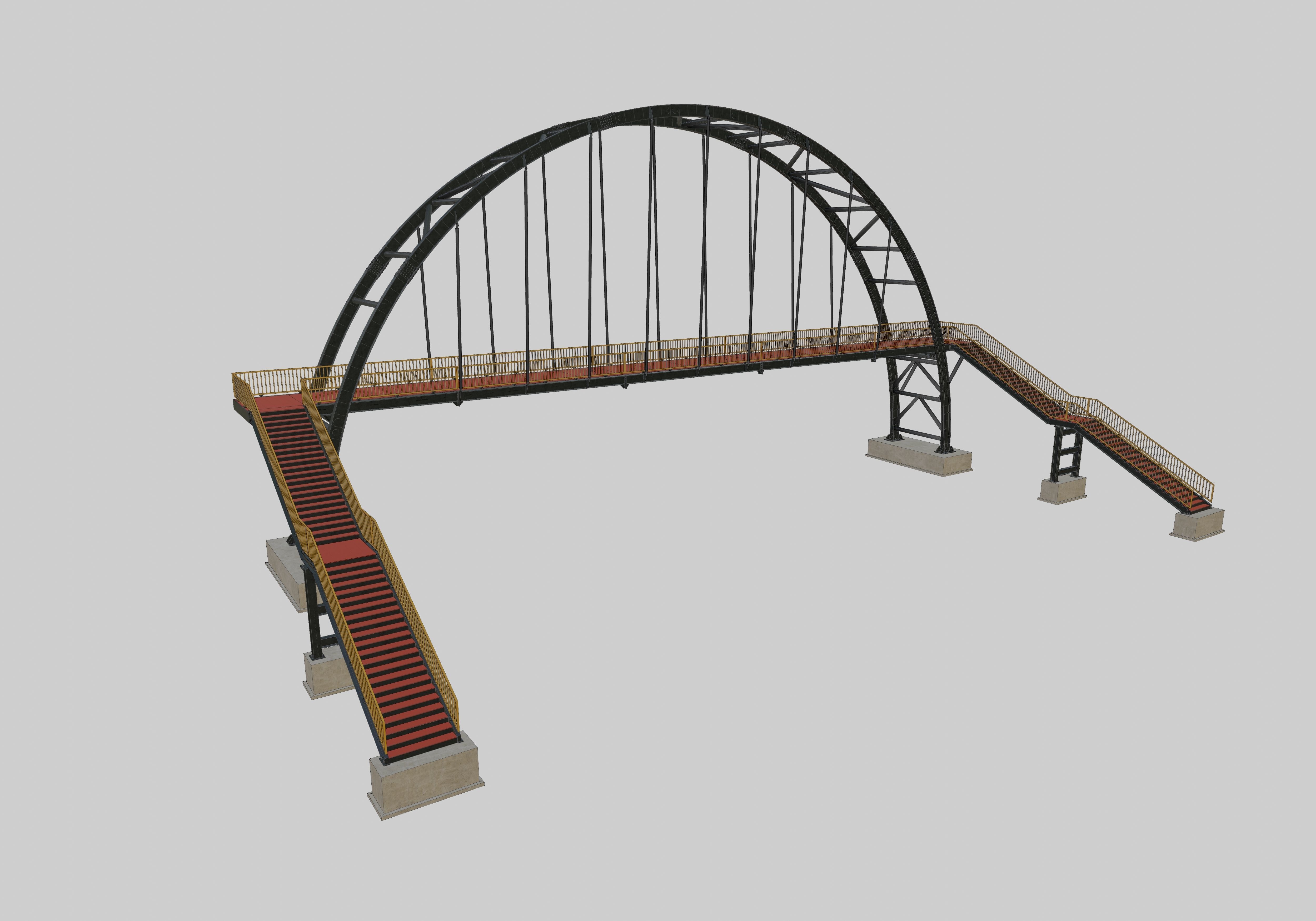 Steel Pedestrian Bridge-Arch Column Type-29 3D model_21