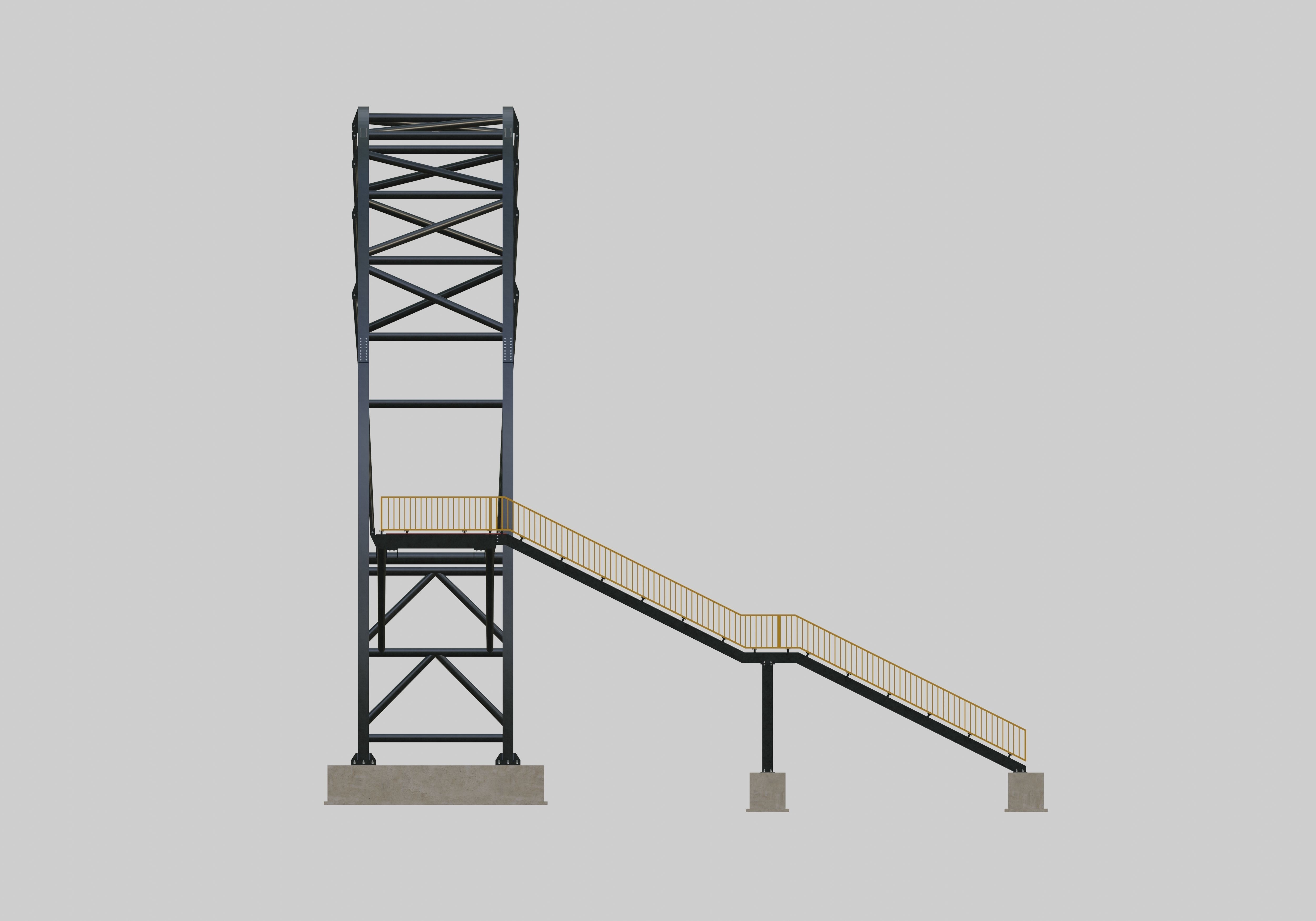 Steel Pedestrian Bridge-Arch Column Type-29 3D model_25