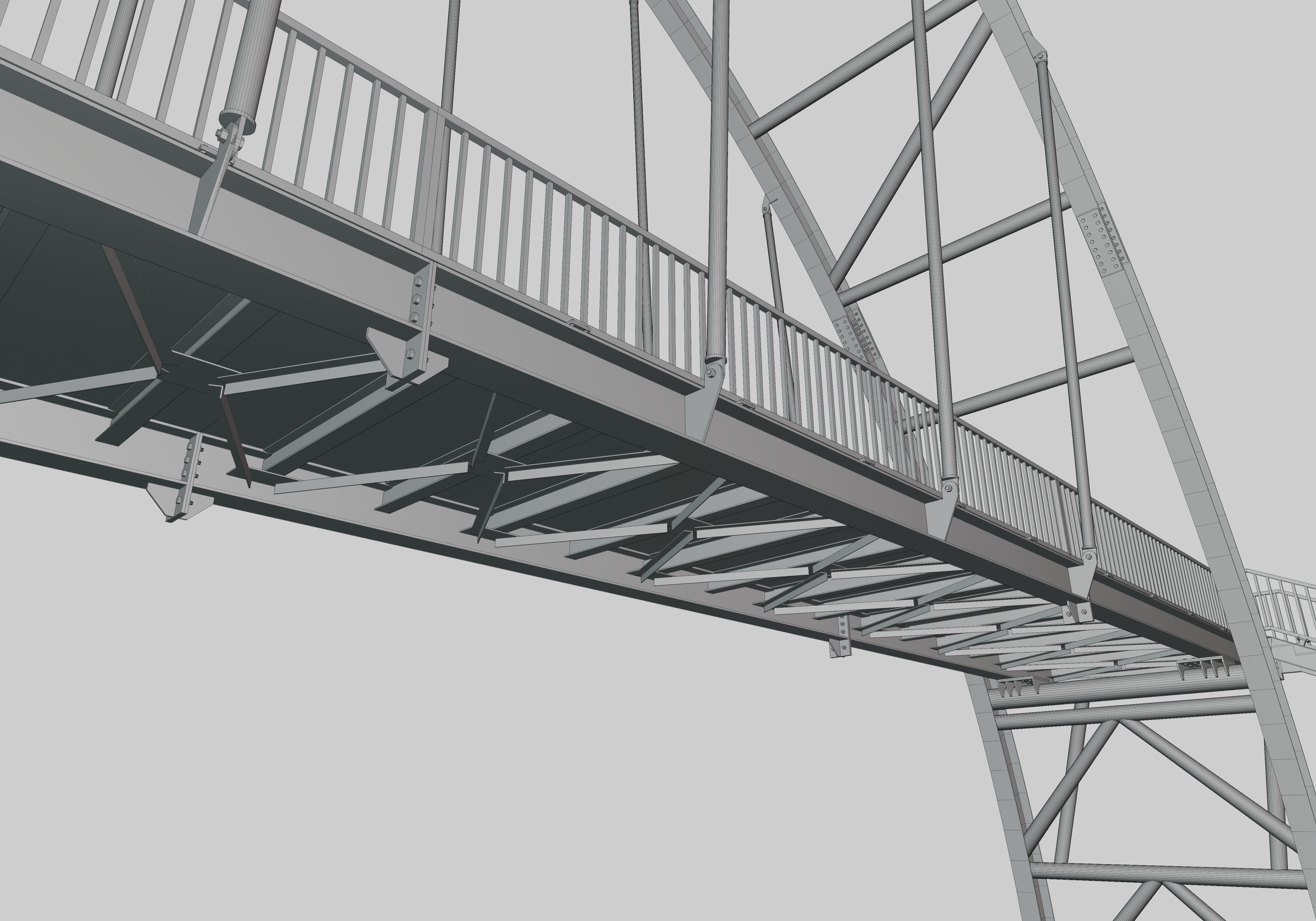 Steel Pedestrian Bridge-Arch Column Type-29 3D model_33