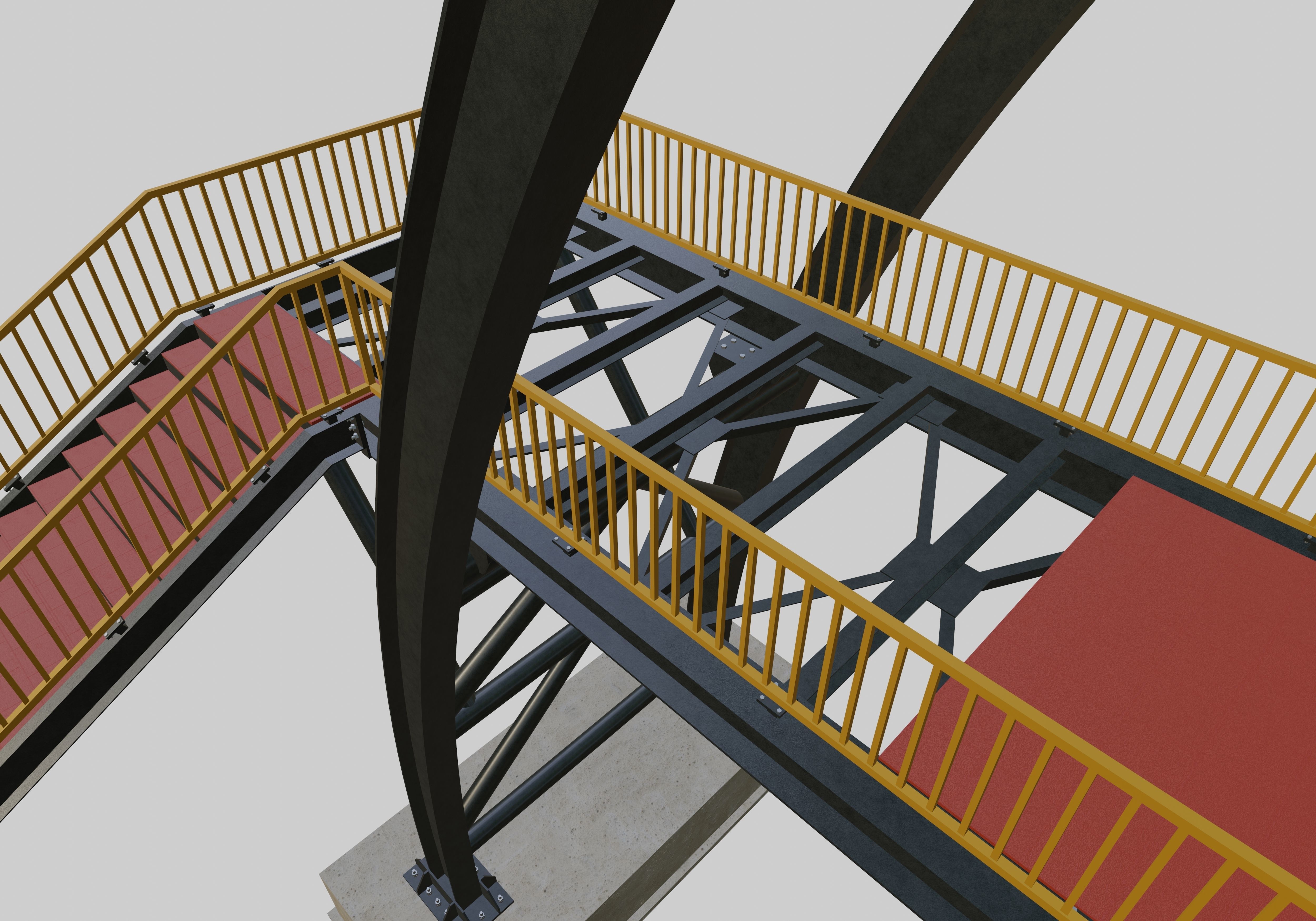 Steel Pedestrian Bridge-Arch Column Type-29 3D model_14