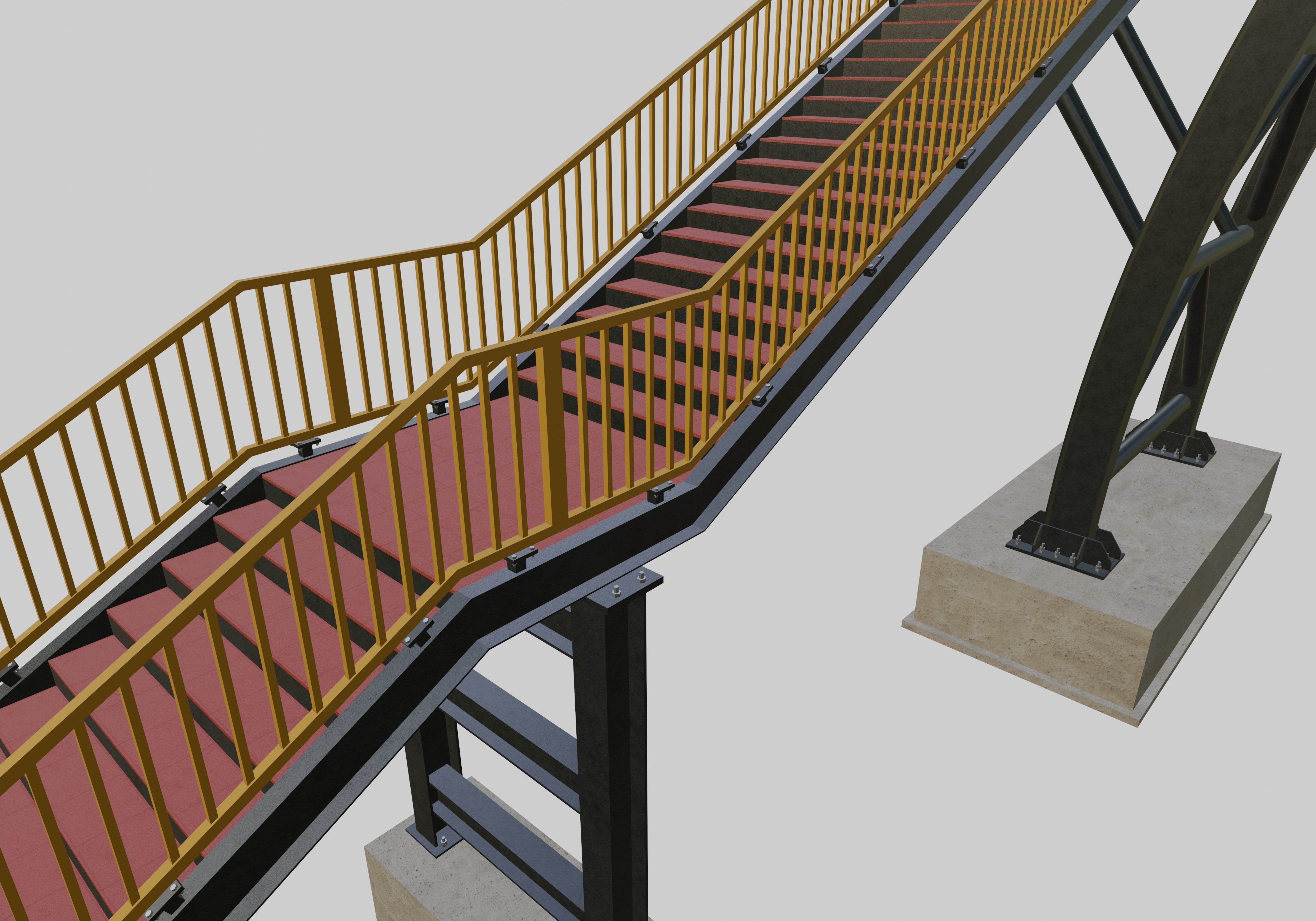 Steel Pedestrian Bridge-Arch Column Type-29 3D model_11