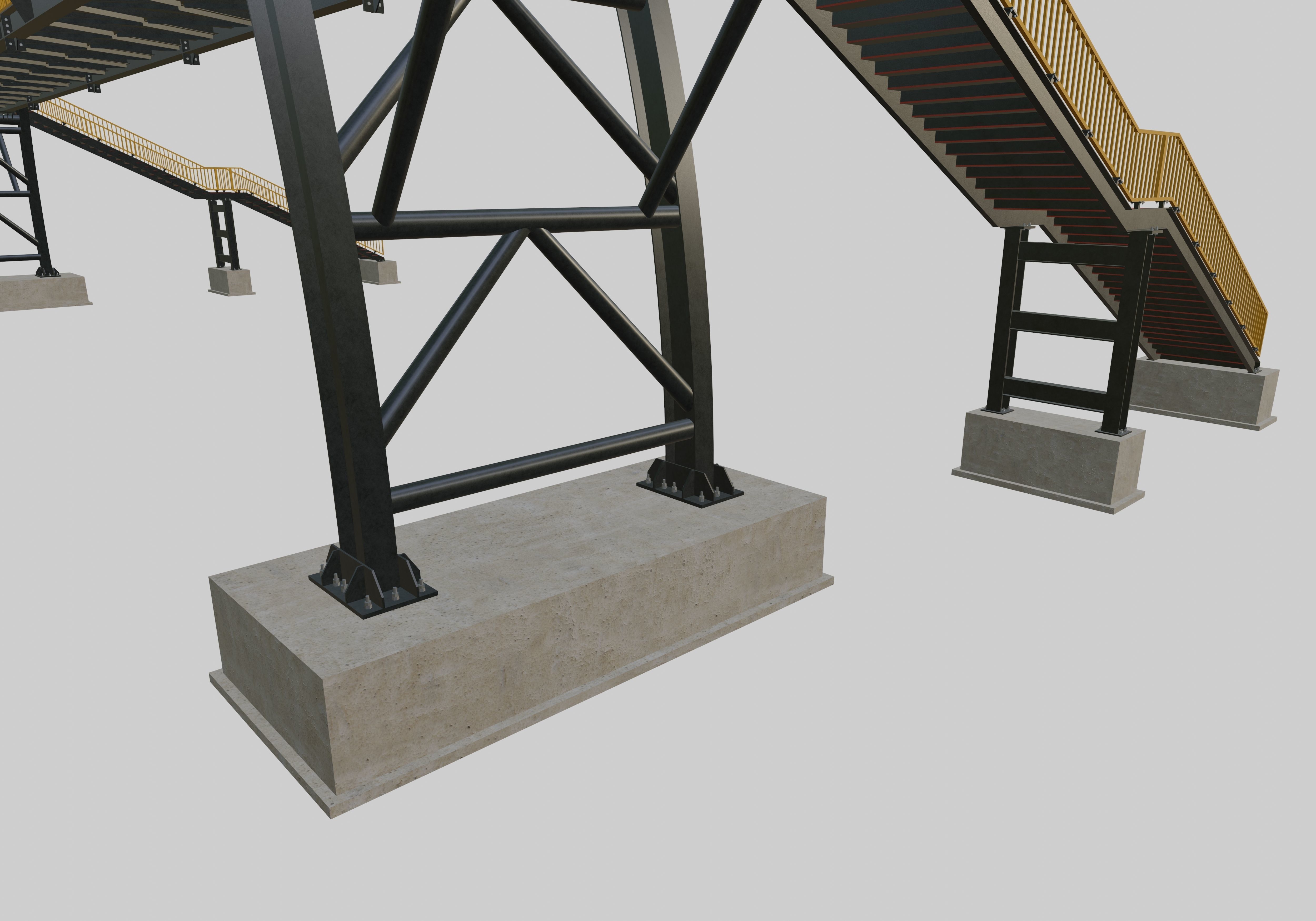 Steel Pedestrian Bridge-Arch Column Type-29 3D model_8