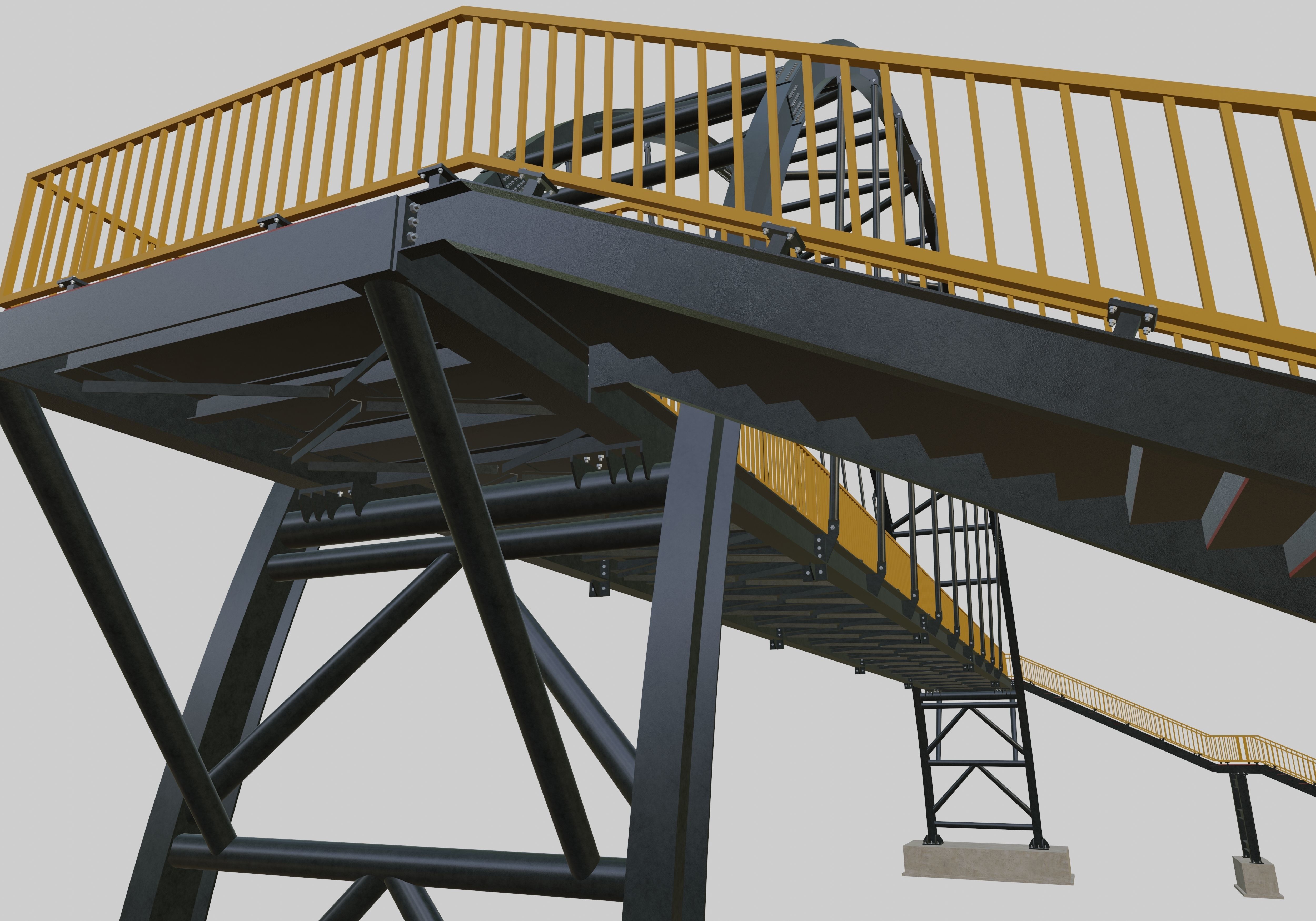 Steel Pedestrian Bridge-Arch Column Type-29 3D model_13