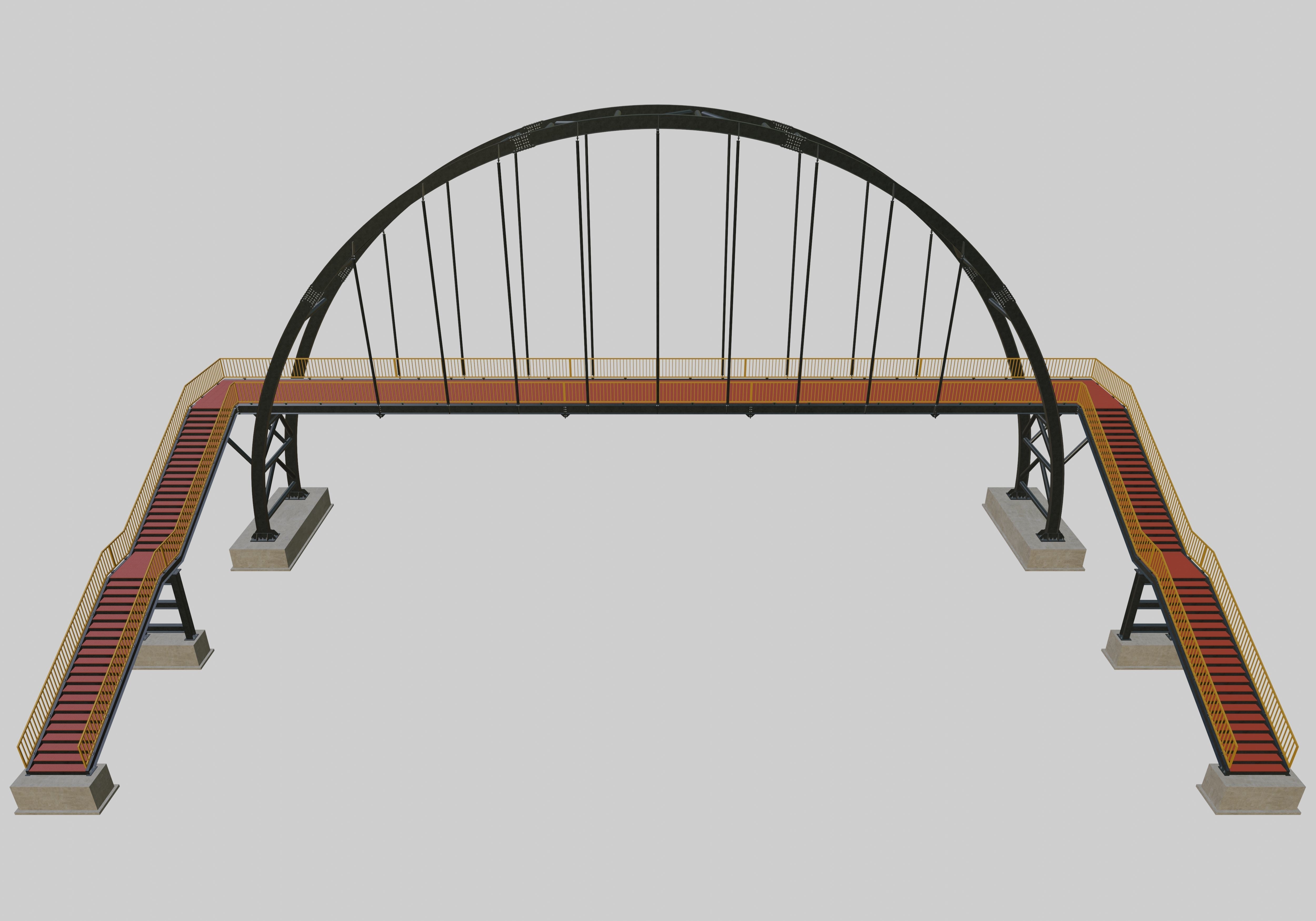 Steel Pedestrian Bridge-Arch Column Type-29 3D model_6