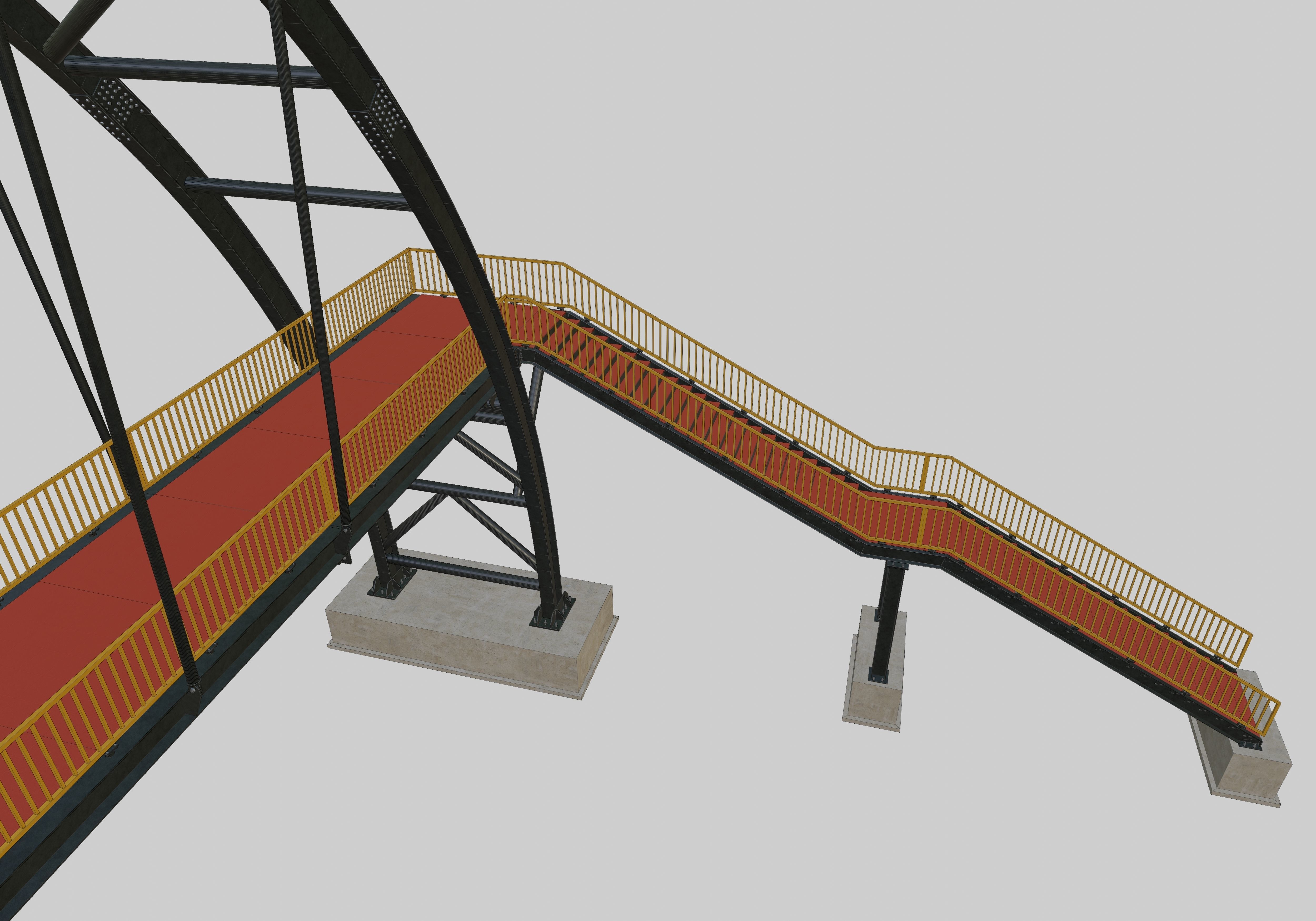 Steel Pedestrian Bridge-Arch Column Type-29 3D model_23