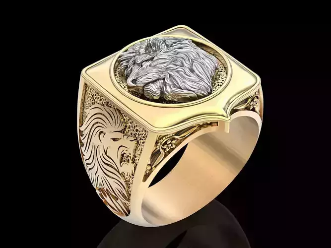 Lion ring  gold  printable  silver jewelry 3D model