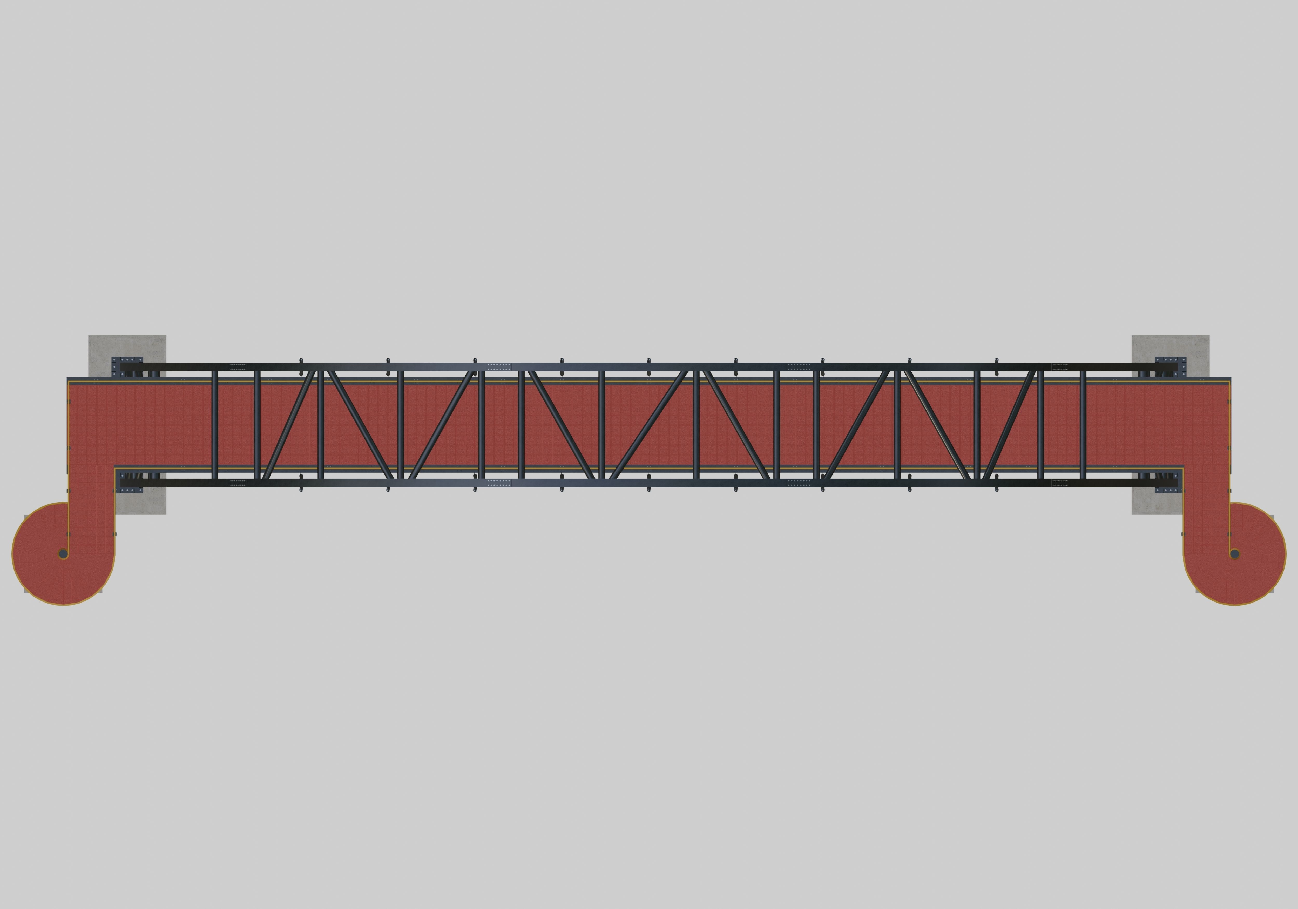 Steel Pedestrian Bridge-Arch Column Type-Spiral Stair-30 3D model_24