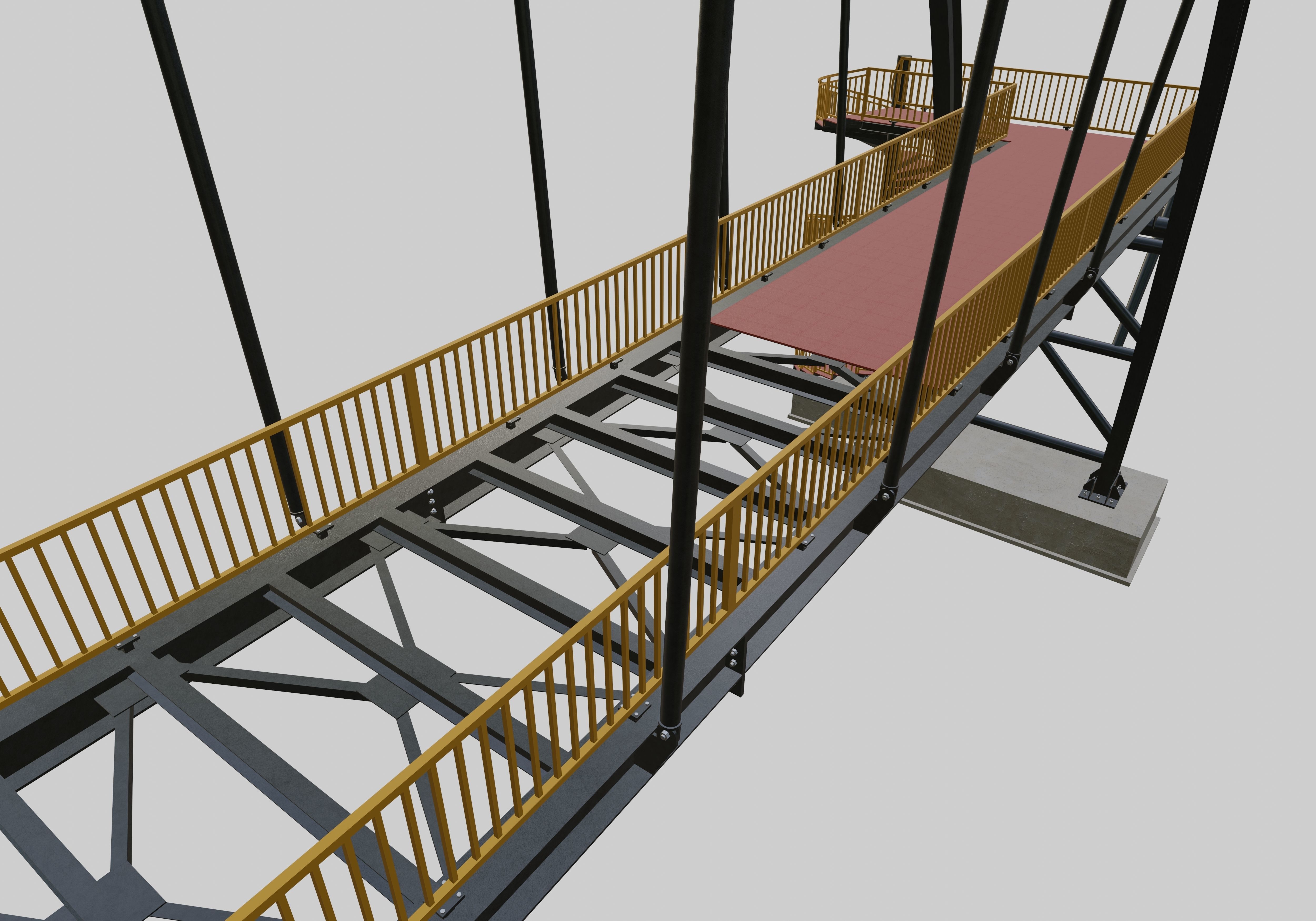 Steel Pedestrian Bridge-Arch Column Type-Spiral Stair-30 3D model_15