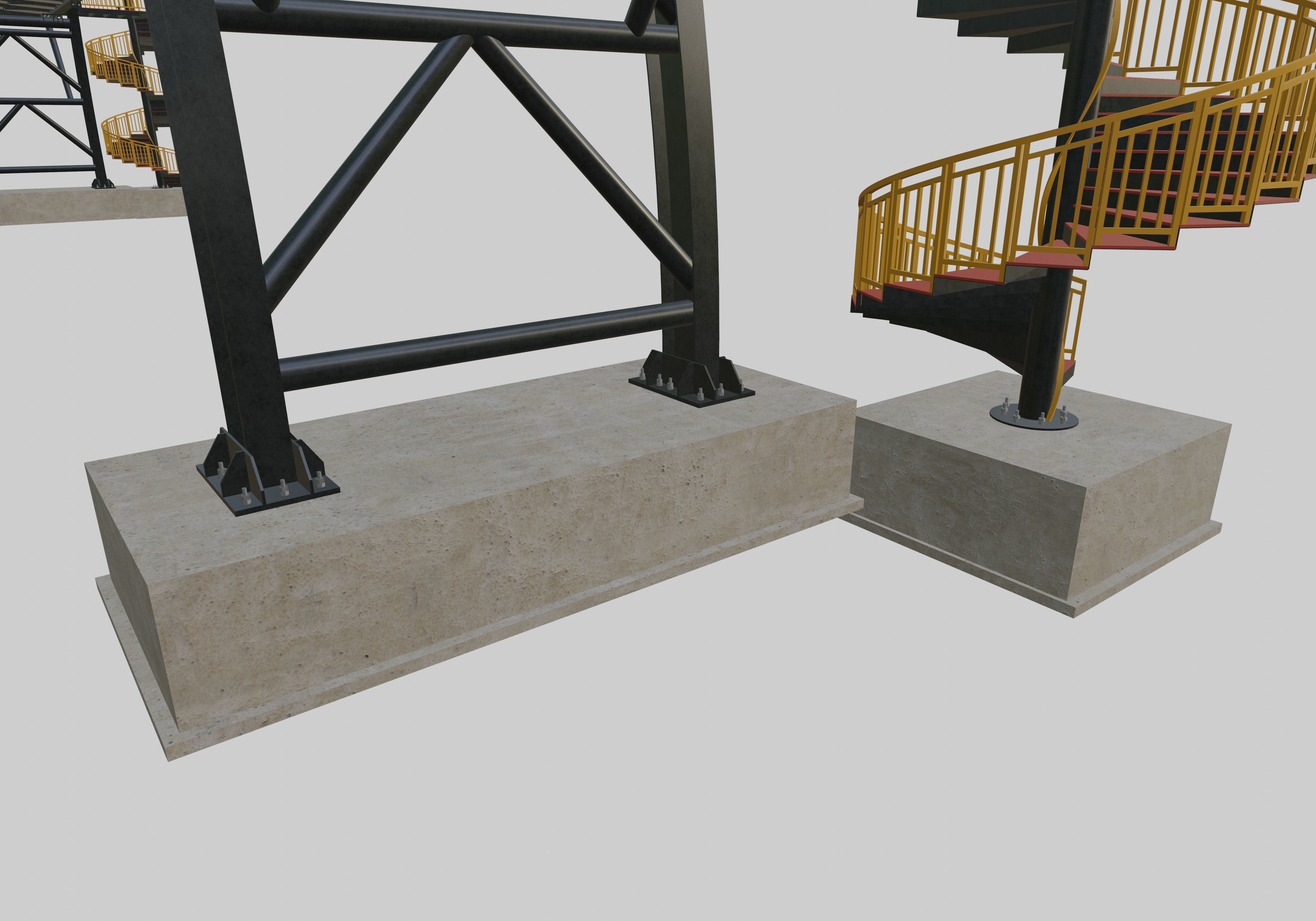 Steel Pedestrian Bridge-Arch Column Type-Spiral Stair-30 3D model_8