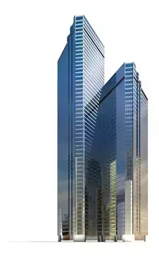 Double Metal And Glass Skyscraper