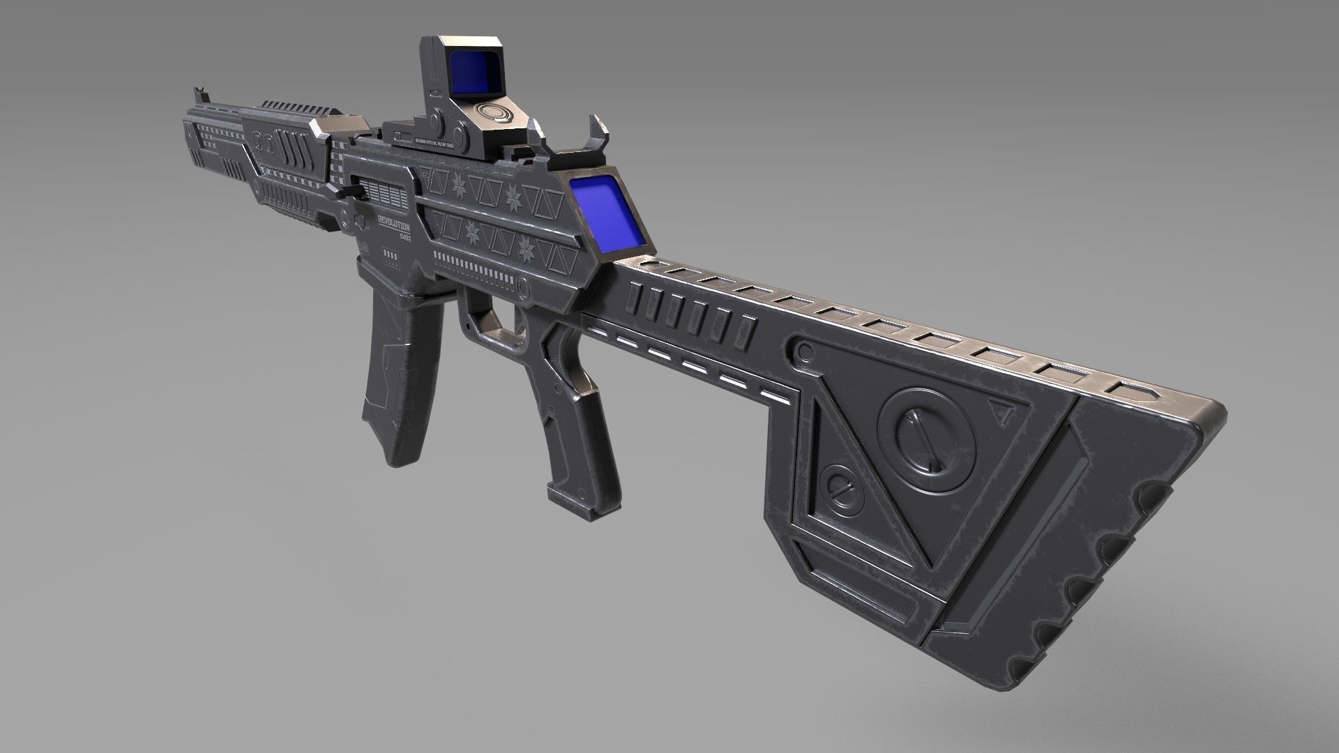 Sub Machine Gun - Black Color - Sporty Style Low-poly 3D model_2