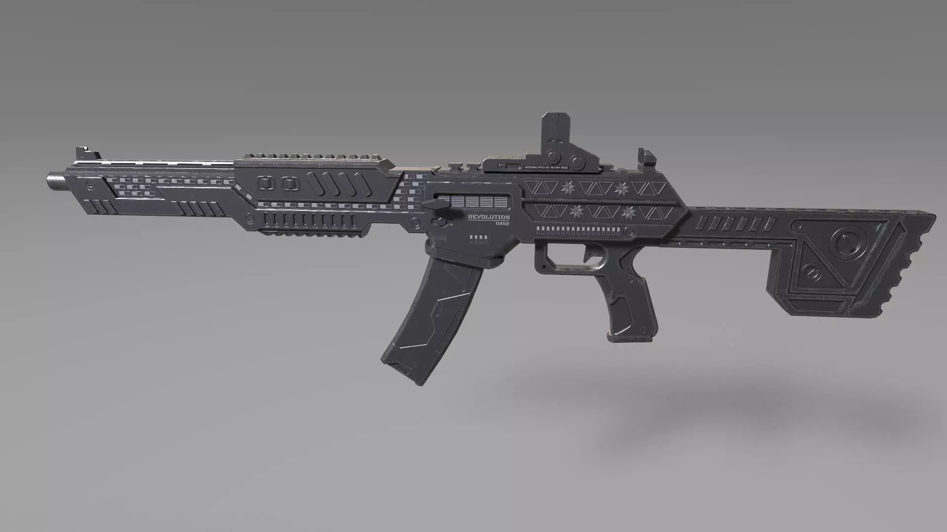 Sub Machine Gun - Black Color - Sporty Style Low-poly 3D model_0