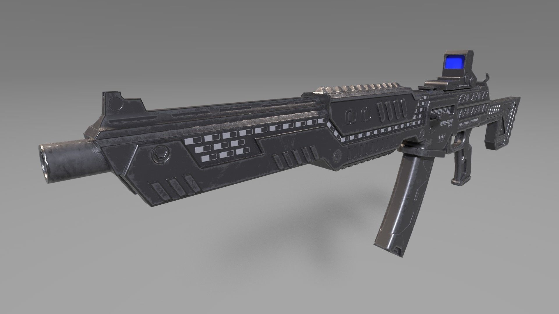 Sub Machine Gun - Black Color - Sporty Style Low-poly 3D model_1