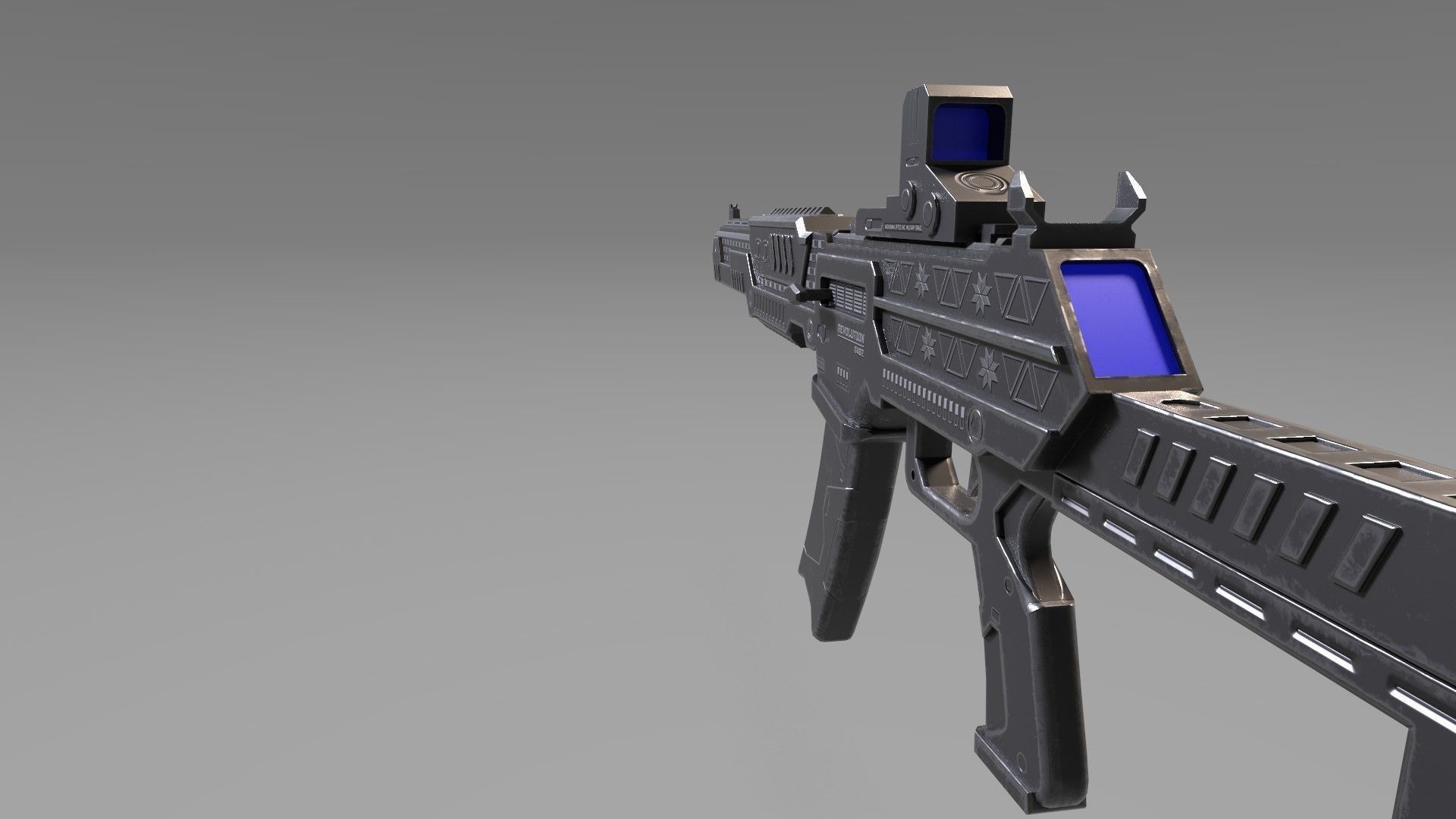 Sub Machine Gun - Black Color - Sporty Style Low-poly 3D model_3