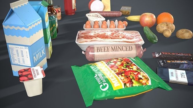 Miscellaneous food Low-poly 3D model 4