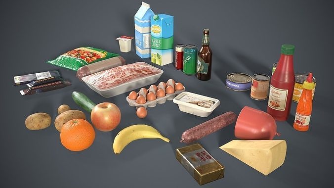 Miscellaneous food Low-poly 3D model 2