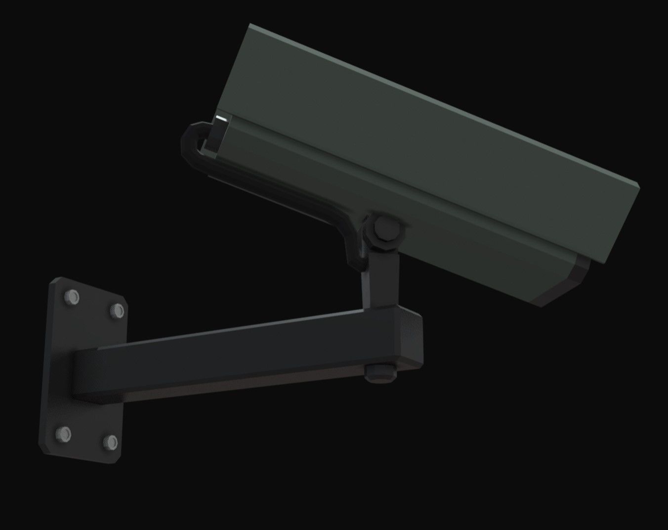CCTV Camera Wall Mounted Low-poly 3D model_1