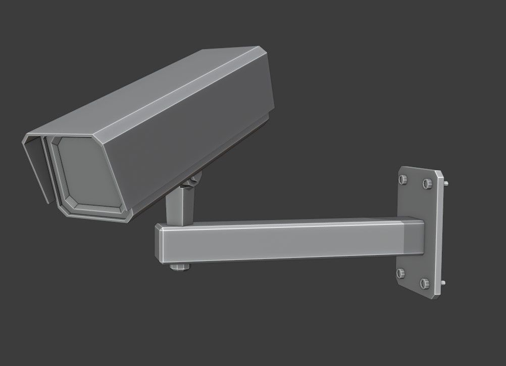 CCTV Camera Wall Mounted Low-poly 3D model_5