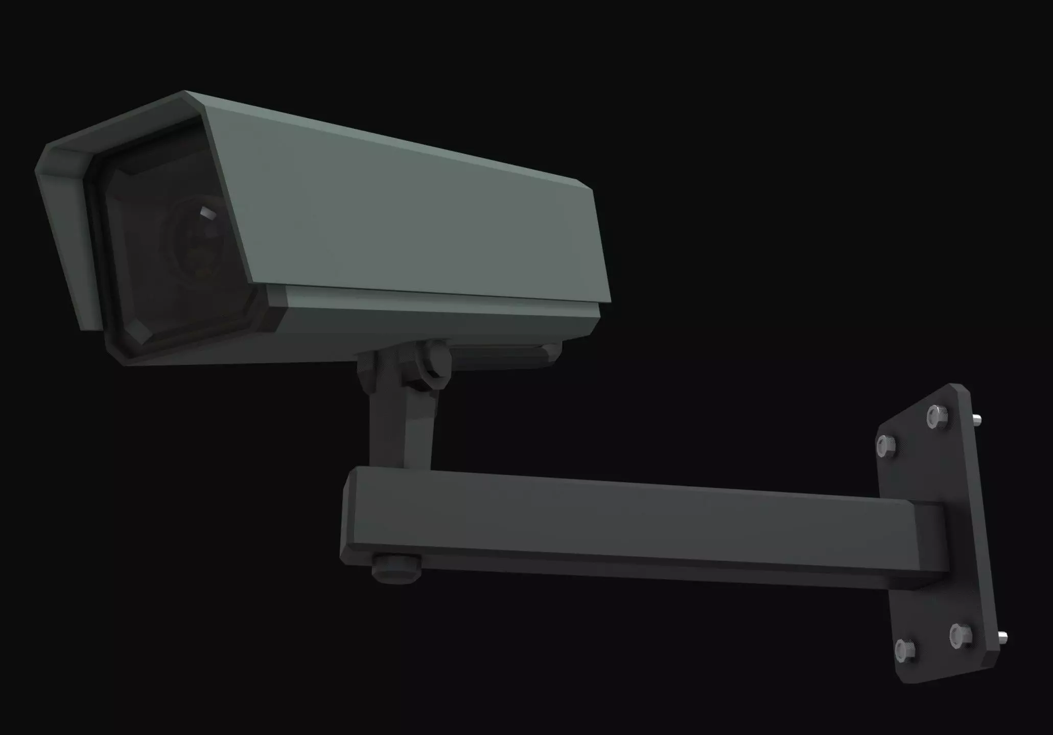 CCTV Camera Wall Mounted Low-poly 3D model_0