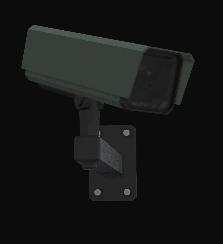 CCTV Camera Wall Mounted Low-poly 3D model_4