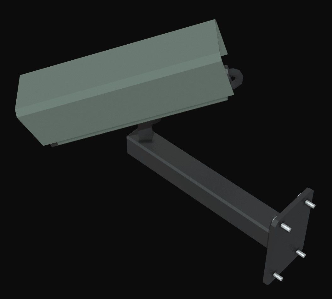 CCTV Camera Wall Mounted Low-poly 3D model_3