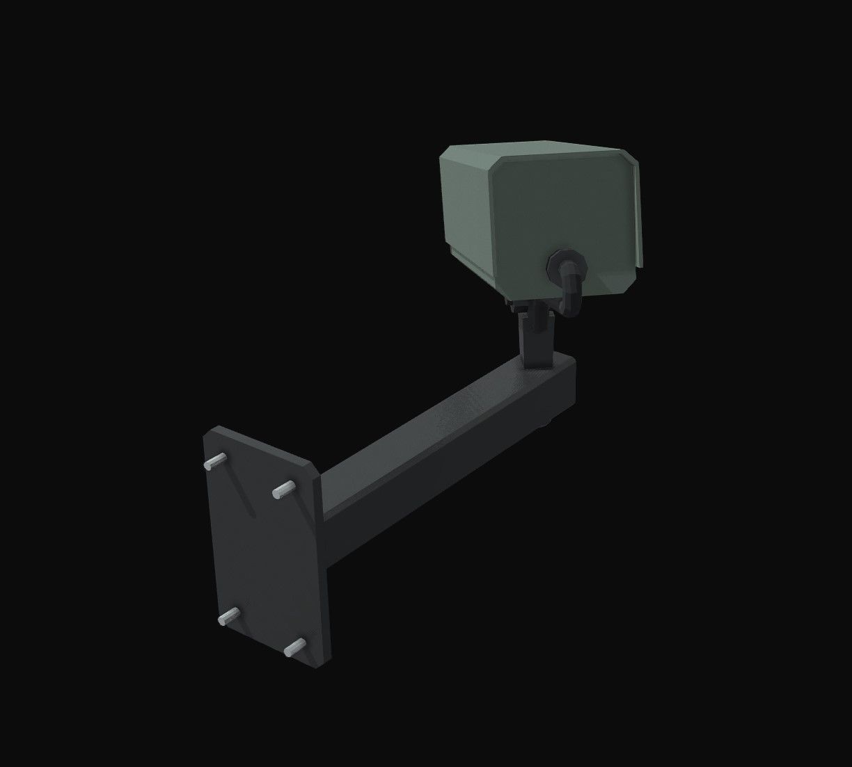 CCTV Camera Wall Mounted Low-poly 3D model_2