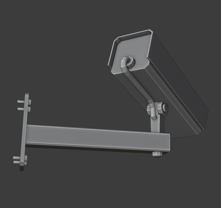 CCTV Camera Wall Mounted Low-poly 3D model_6