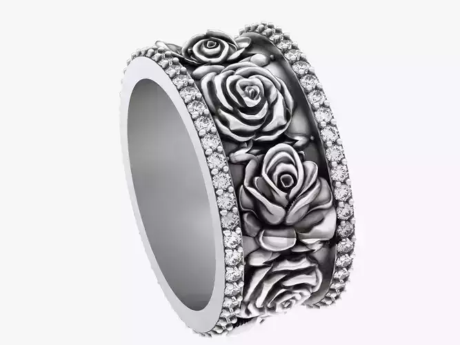 Rose ring  gold printable  jewelry 3D model