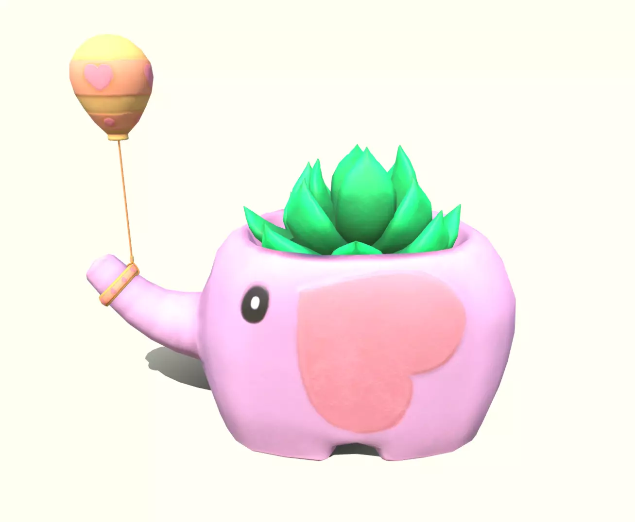Cute Elephant Succulent Planter Pot LP Low-poly 3D model