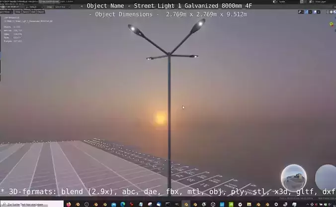 Street Light 1 Galvanized 8000mm 4F