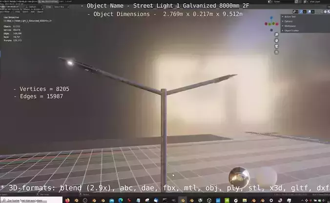 Street Light 1 Galvanized 8000mm 2F