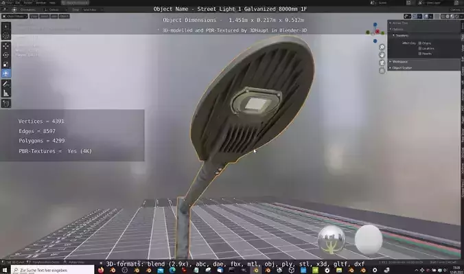 Street Light 1 Galvanized 8000mm 1F