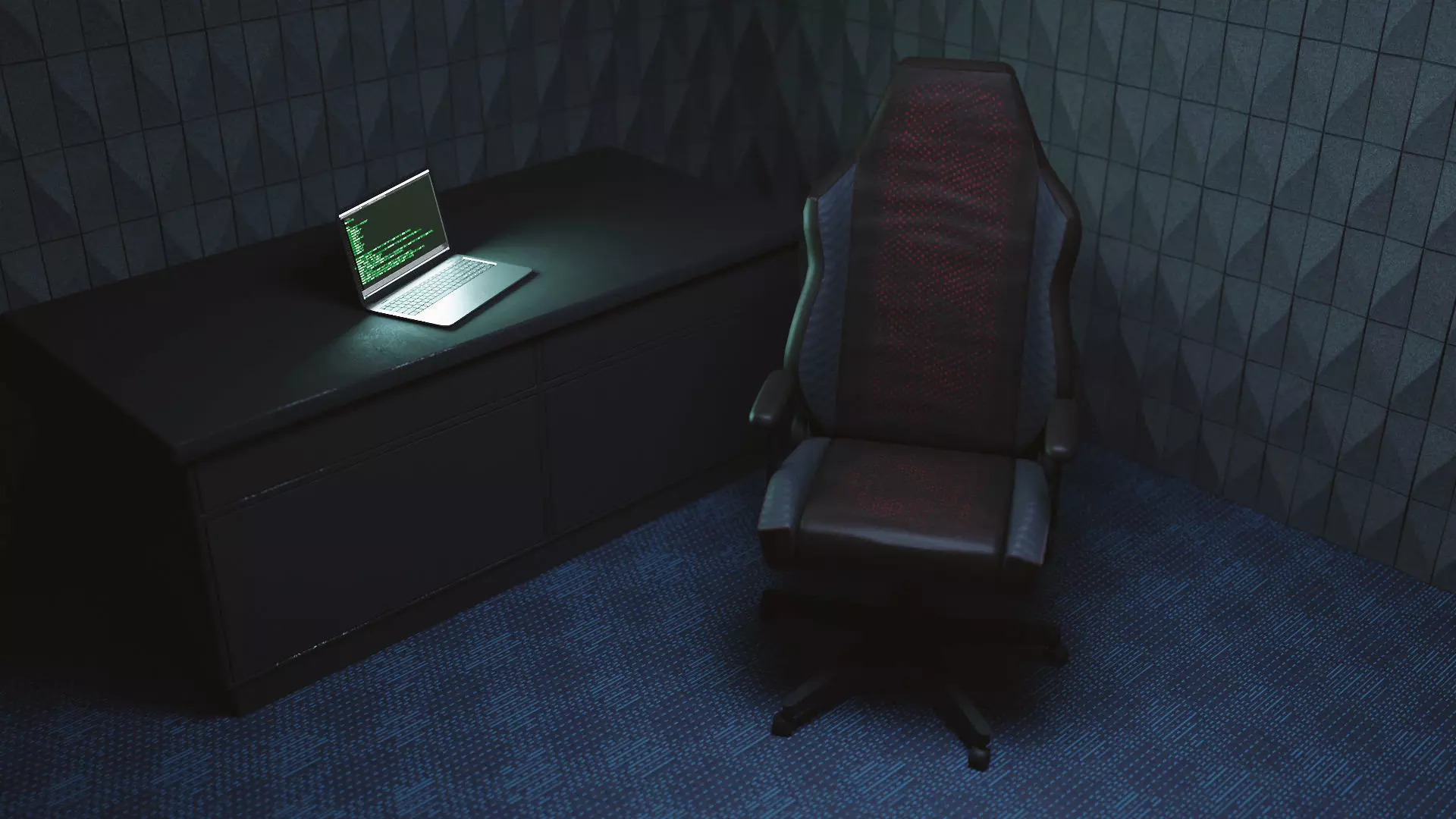 Computer Gaming Chair Low-poly 3D model_0