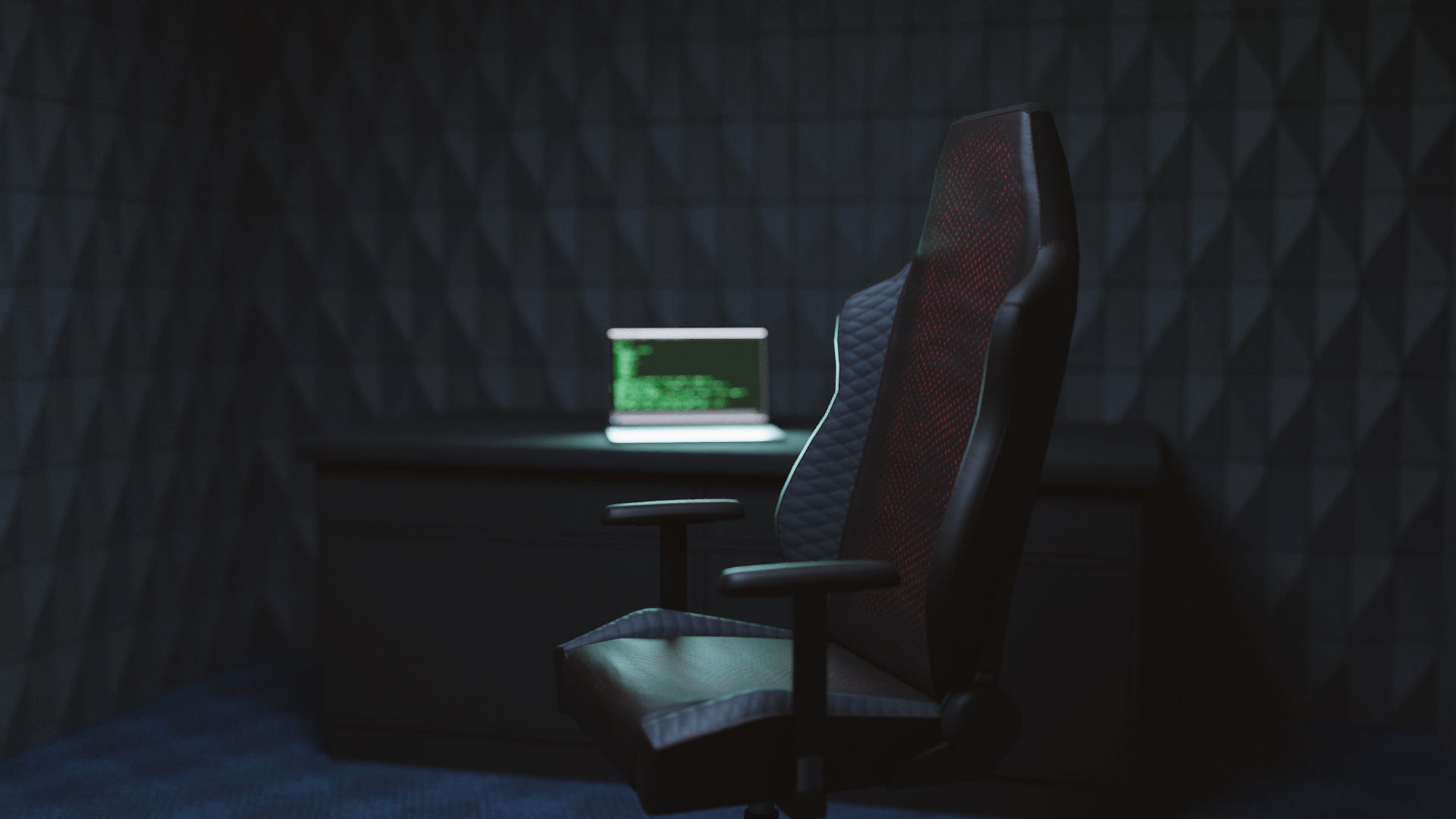 Computer Gaming Chair Low-poly 3D model_1
