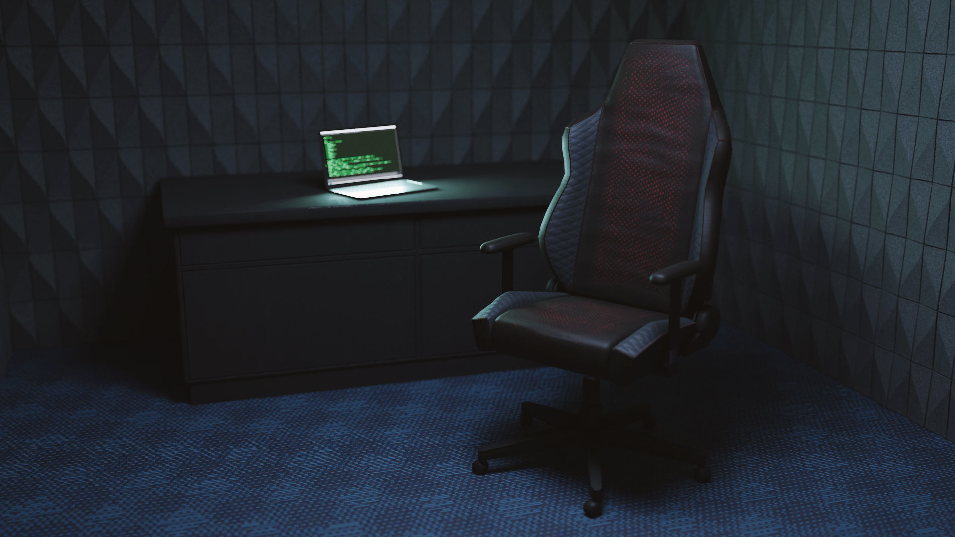 Computer Gaming Chair Low-poly 3D model_2