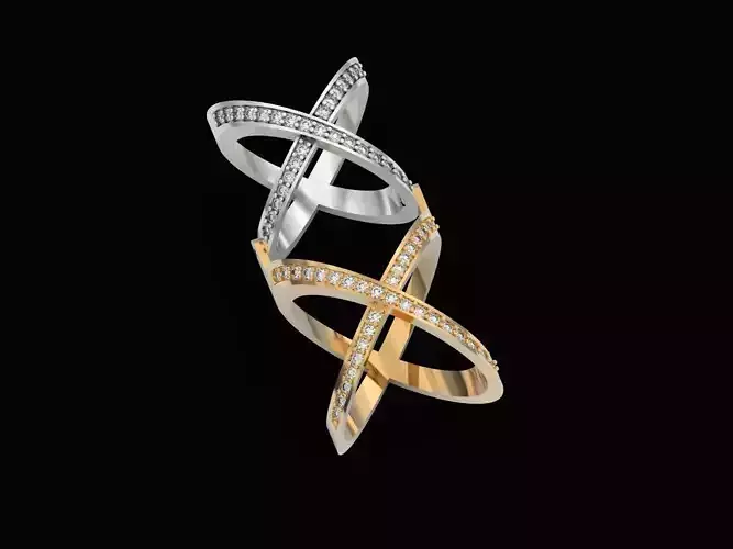 double cross ring  X-shaped Marfend jewelry