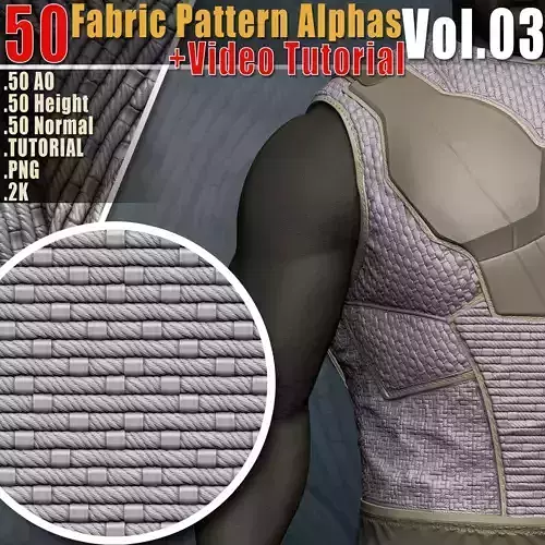 50 Fabric Pattern Alphas Vol03  Video Tutorial 3D model