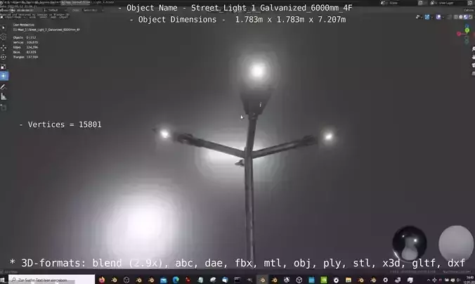 Street Light 1 Galvanized 6000mm 4F