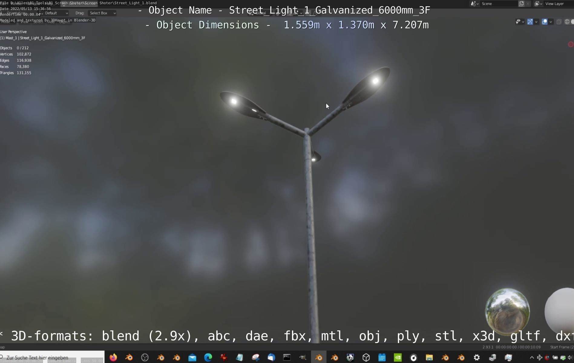 Street Light 1 Galvanized 6000mm 3F Low-poly 3D model_65