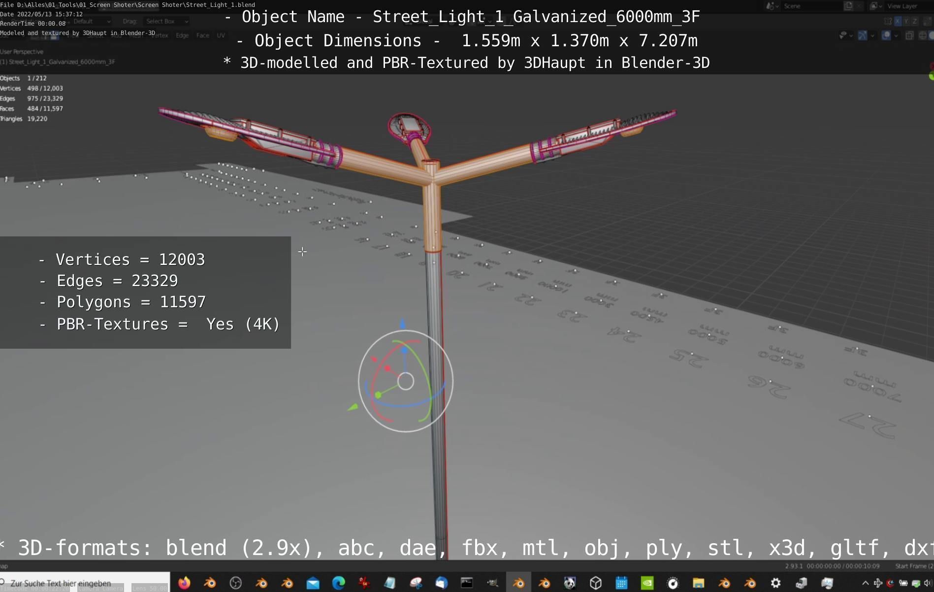 Street Light 1 Galvanized 6000mm 3F Low-poly 3D model_75
