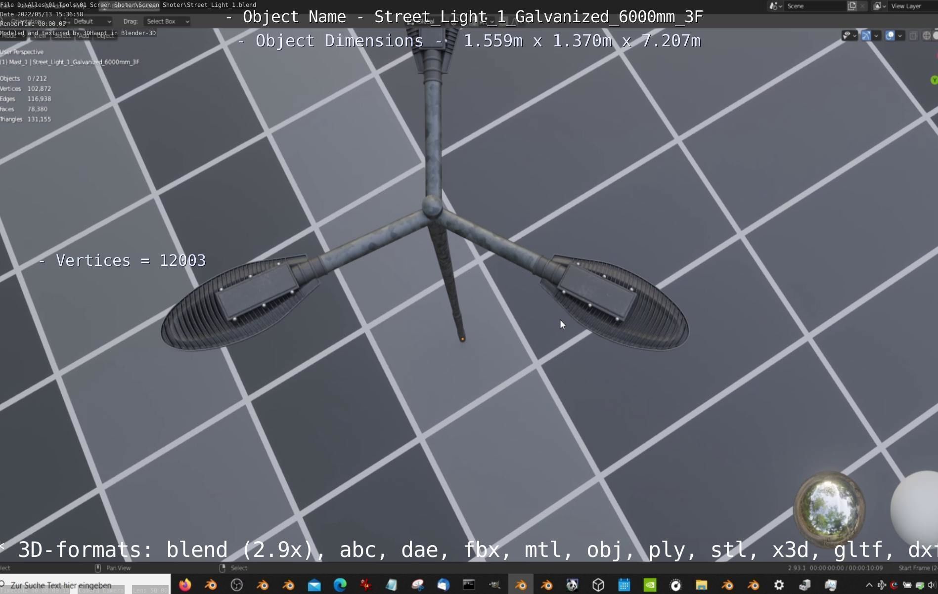 Street Light 1 Galvanized 6000mm 3F Low-poly 3D model_82