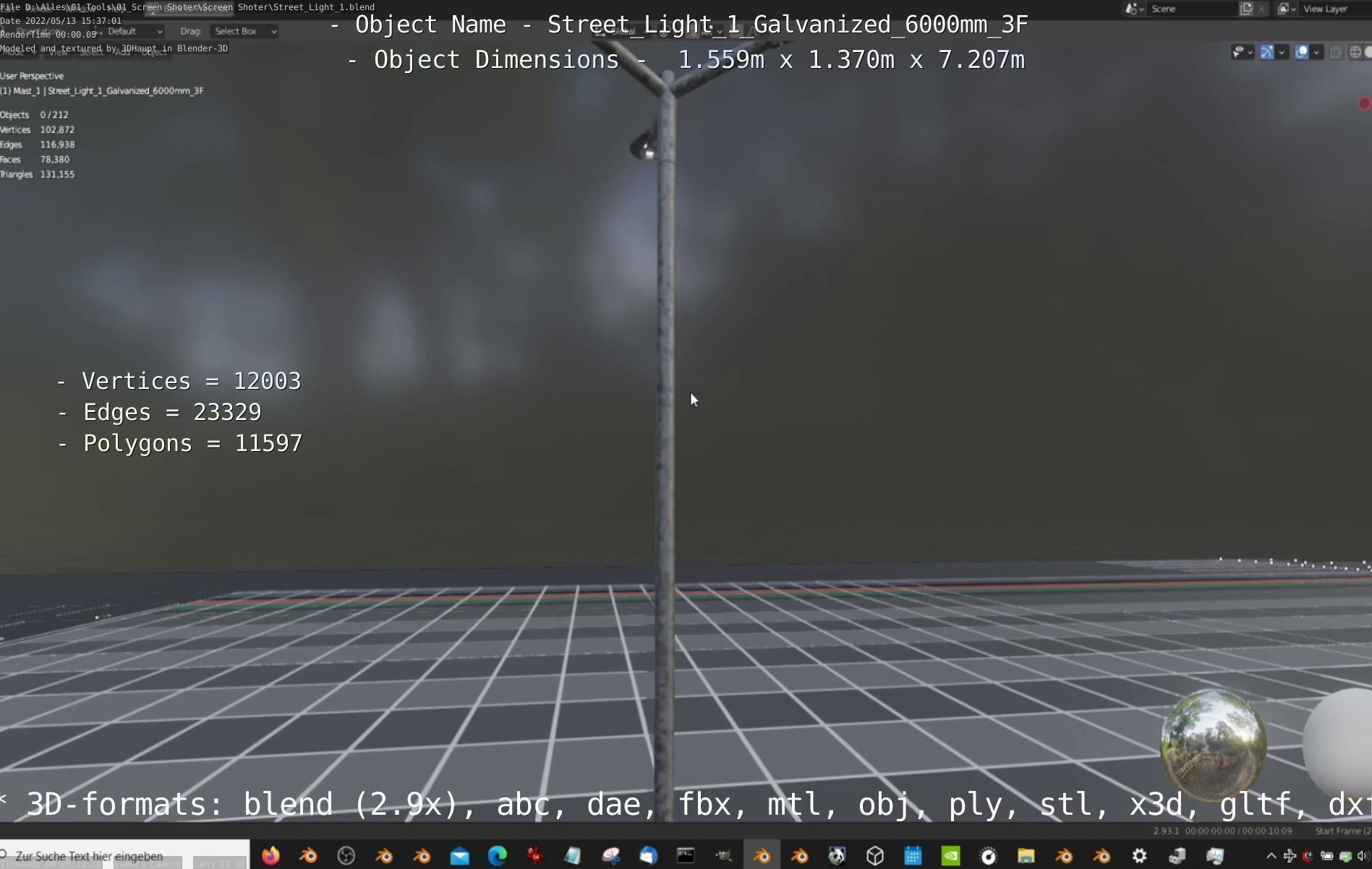 Street Light 1 Galvanized 6000mm 3F Low-poly 3D model_25