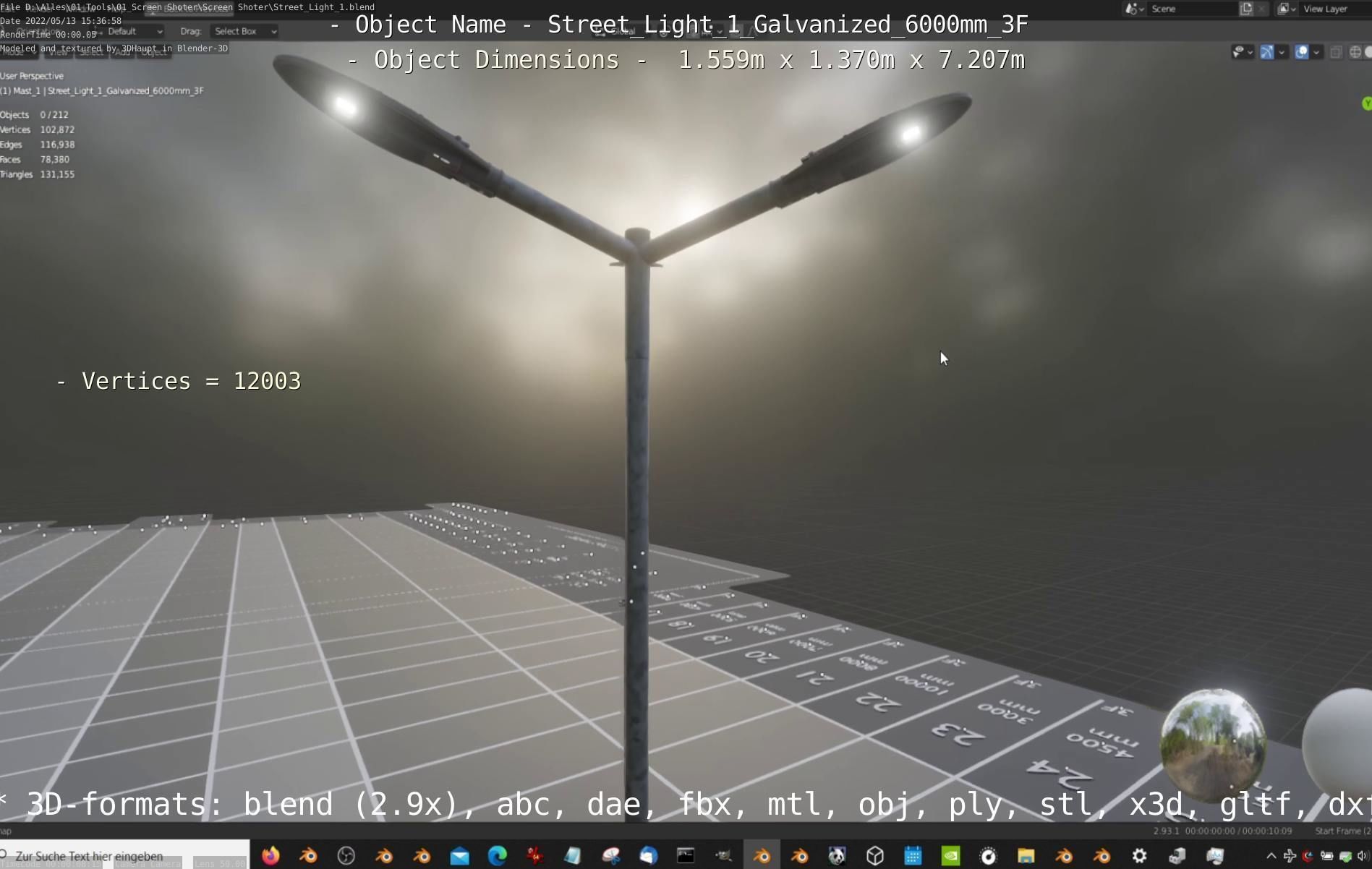 Street Light 1 Galvanized 6000mm 3F Low-poly 3D model_71