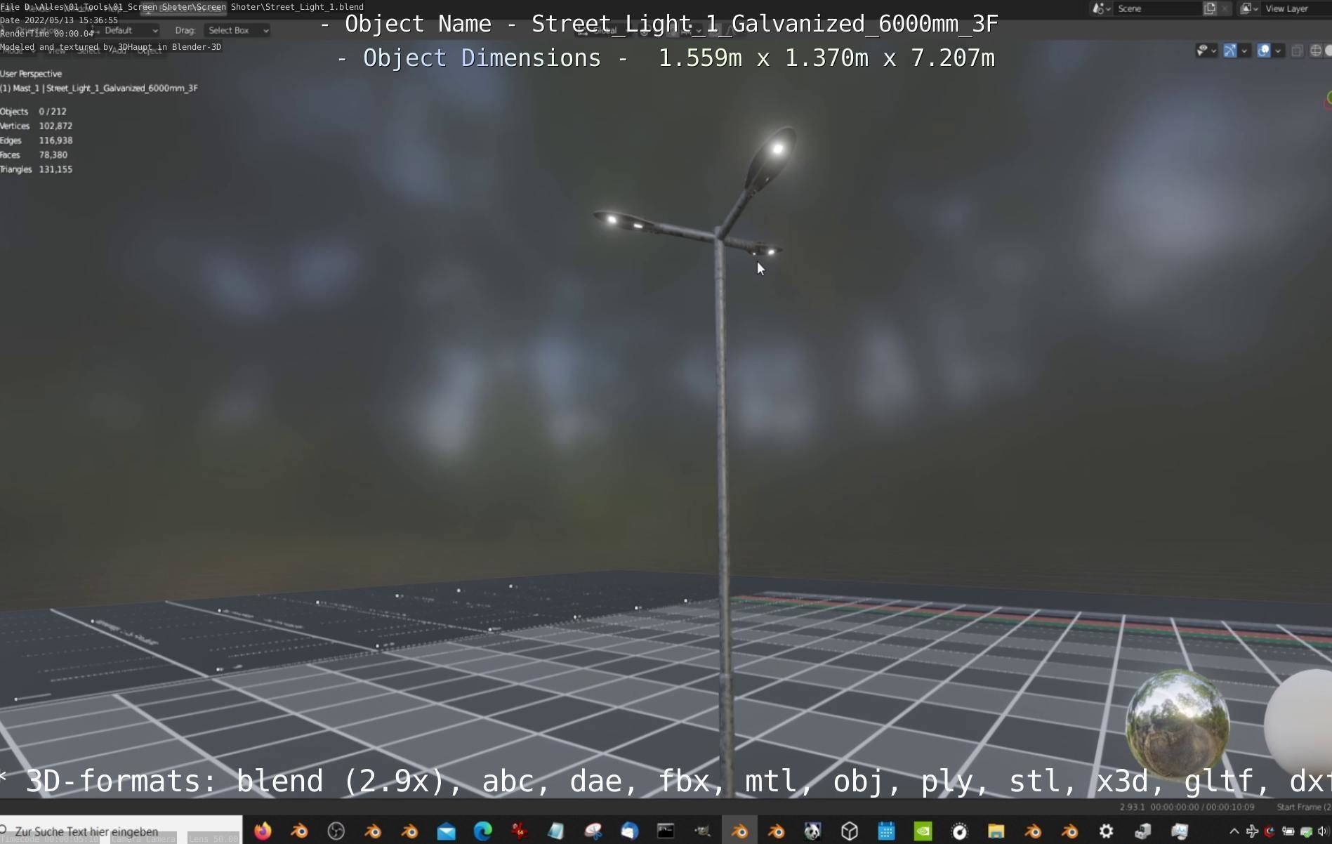 Street Light 1 Galvanized 6000mm 3F Low-poly 3D model_6
