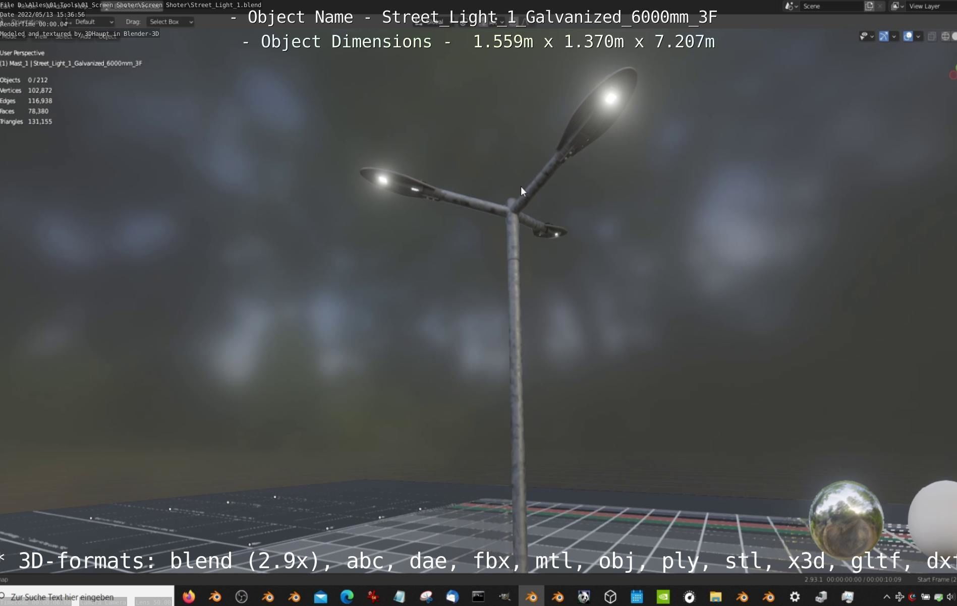 Street Light 1 Galvanized 6000mm 3F Low-poly 3D model_81