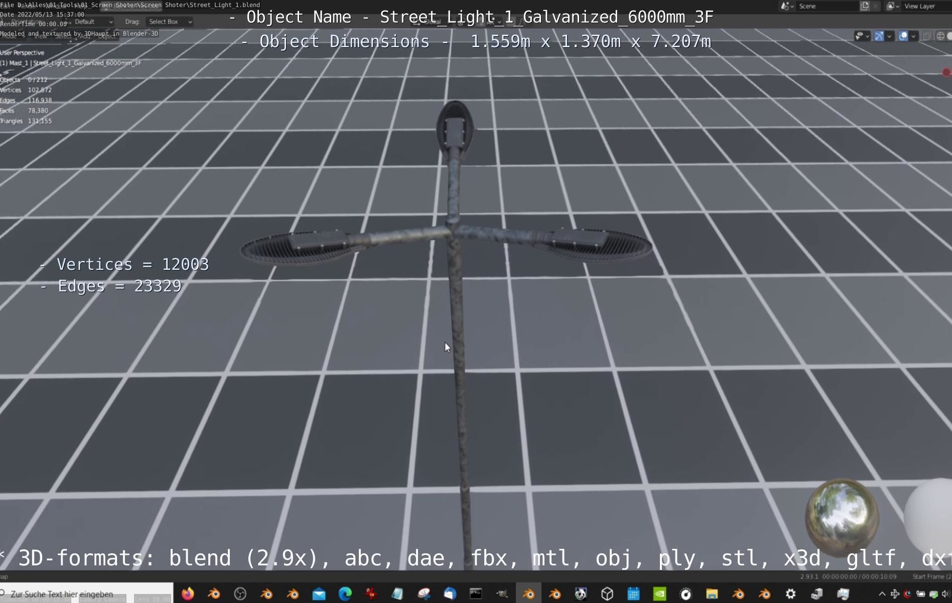 Street Light 1 Galvanized 6000mm 3F Low-poly 3D model_21