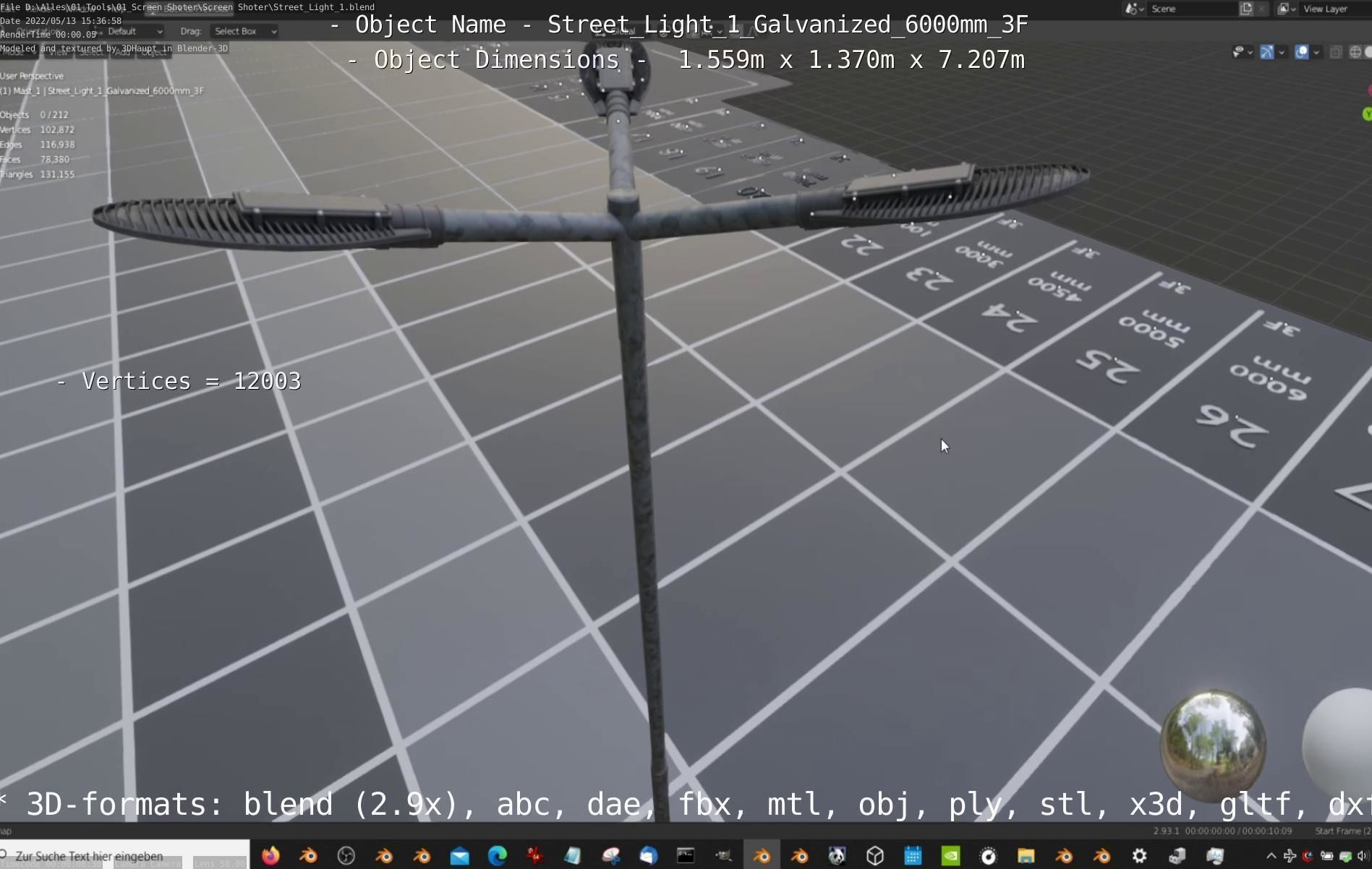 Street Light 1 Galvanized 6000mm 3F Low-poly 3D model_9