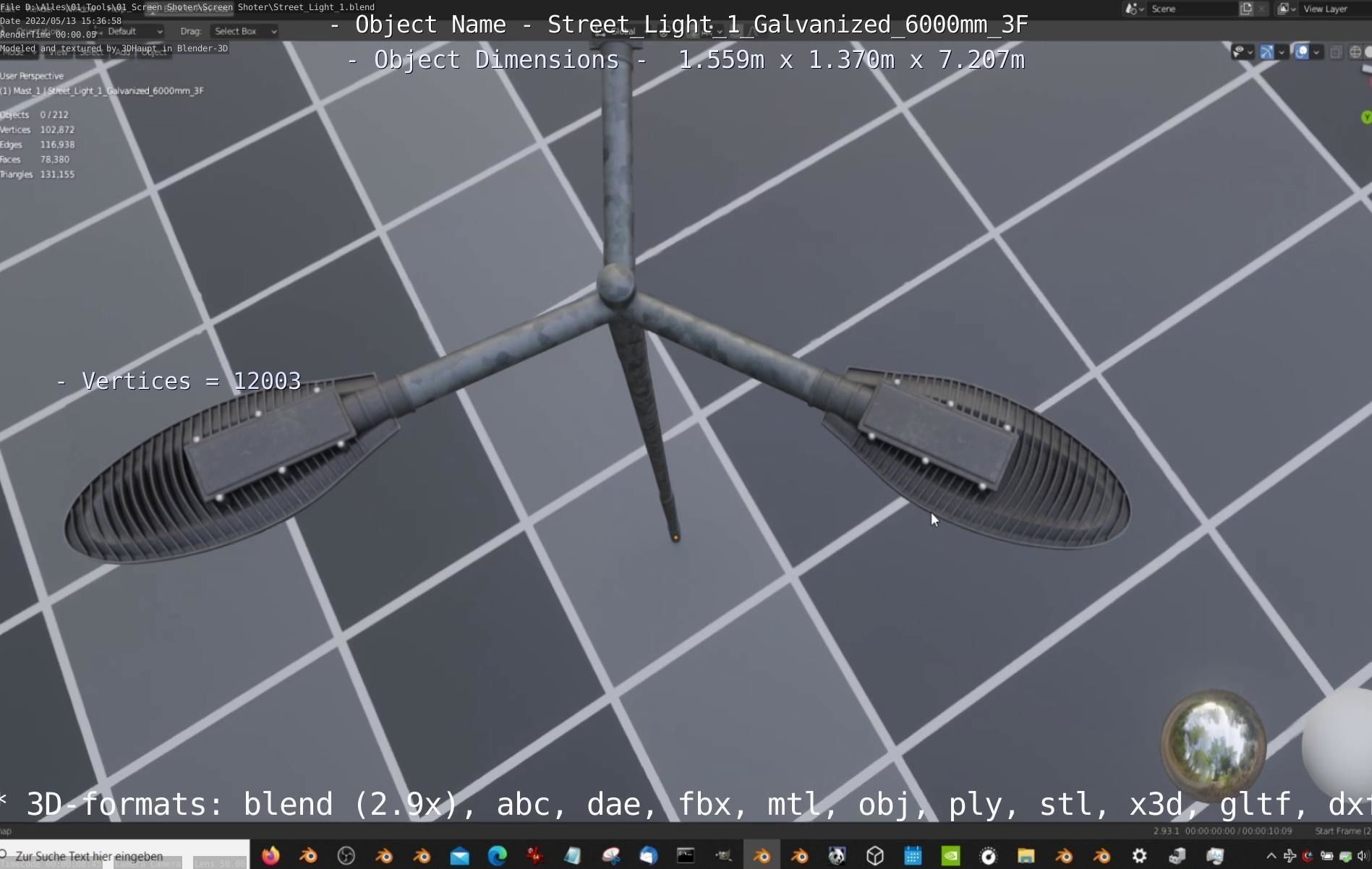 Street Light 1 Galvanized 6000mm 3F Low-poly 3D model_60