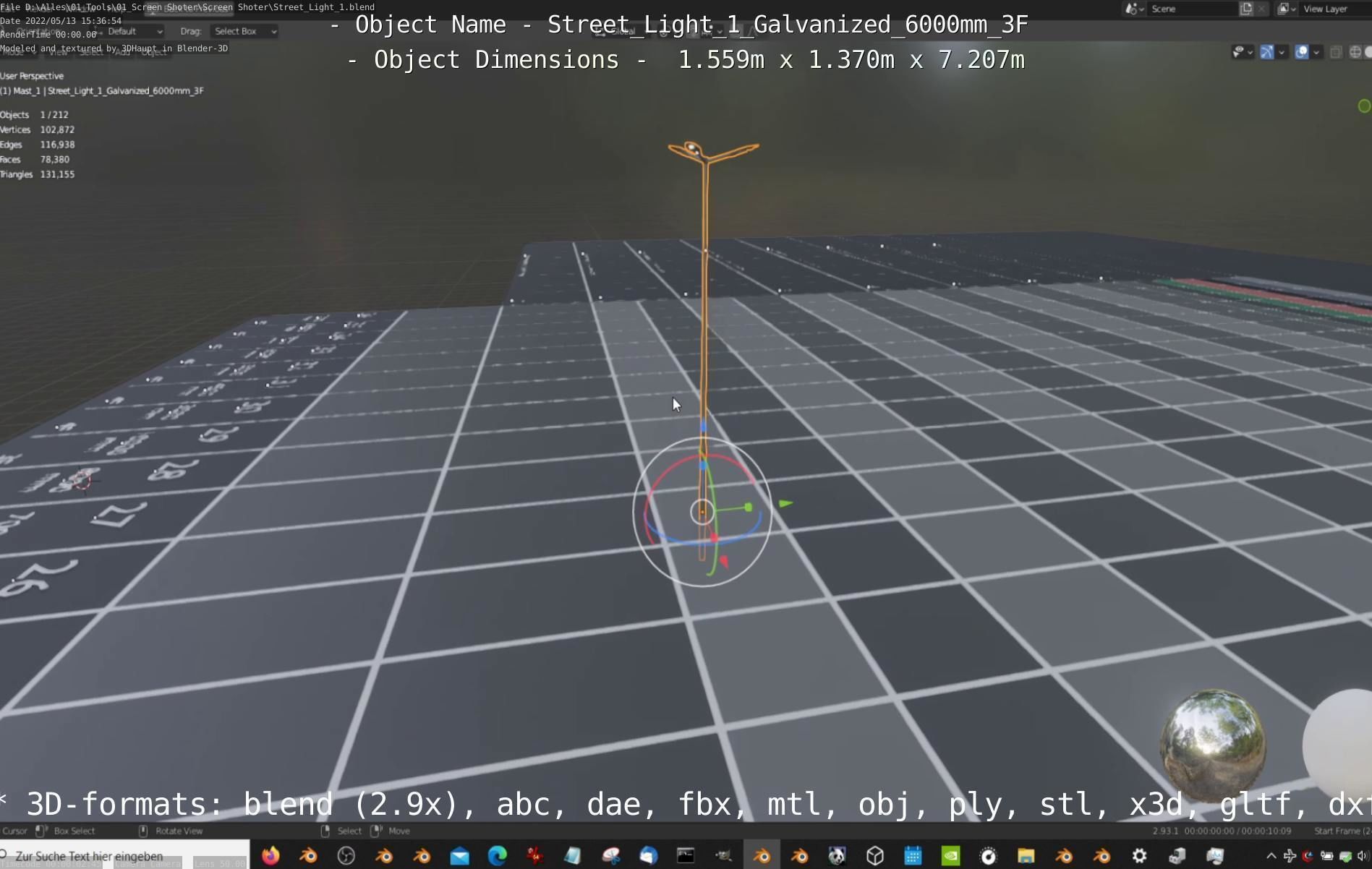 Street Light 1 Galvanized 6000mm 3F Low-poly 3D model_56
